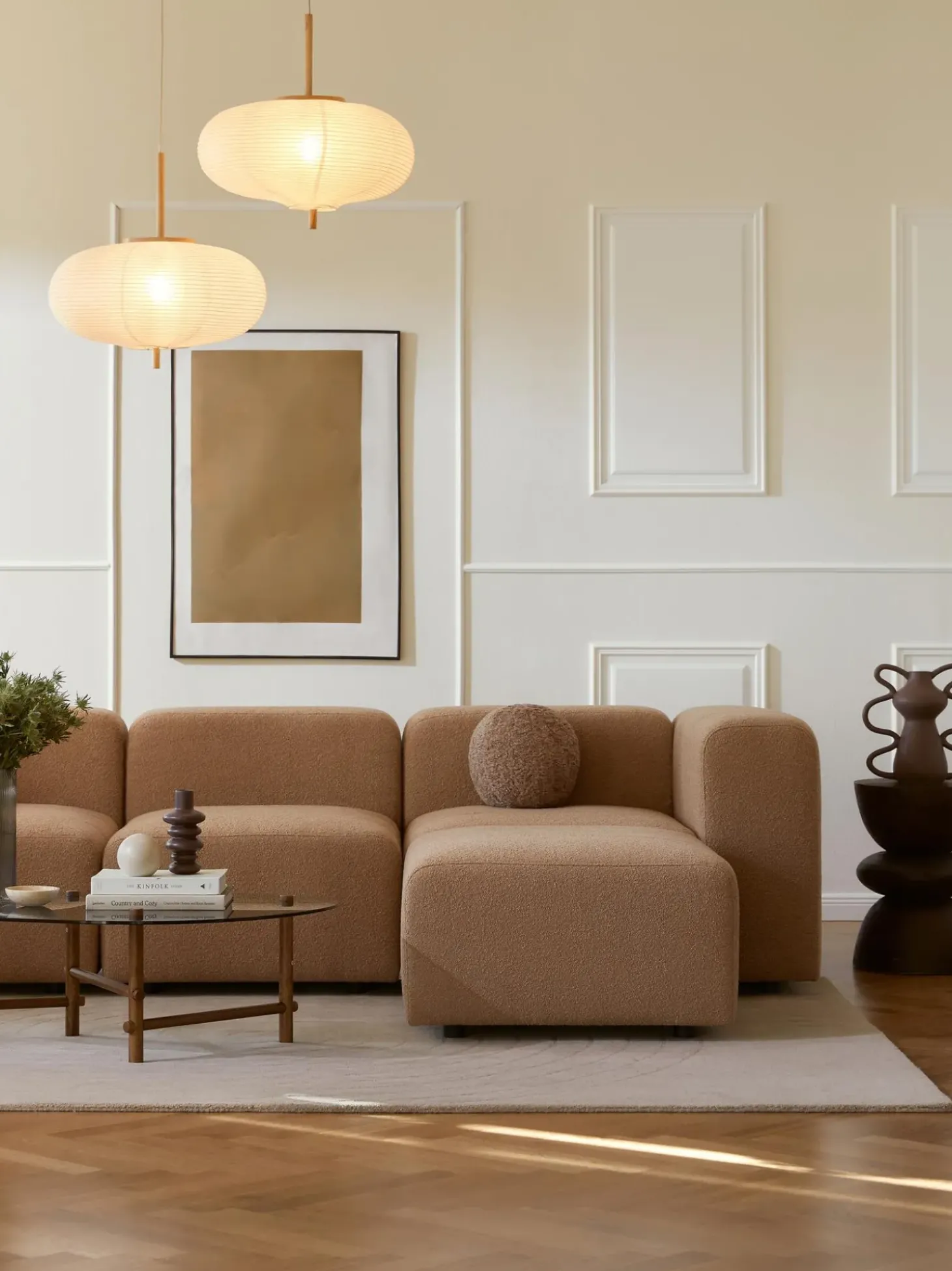 Sofa Modular Boucle Lena (4 Plazas), Con Reposapies