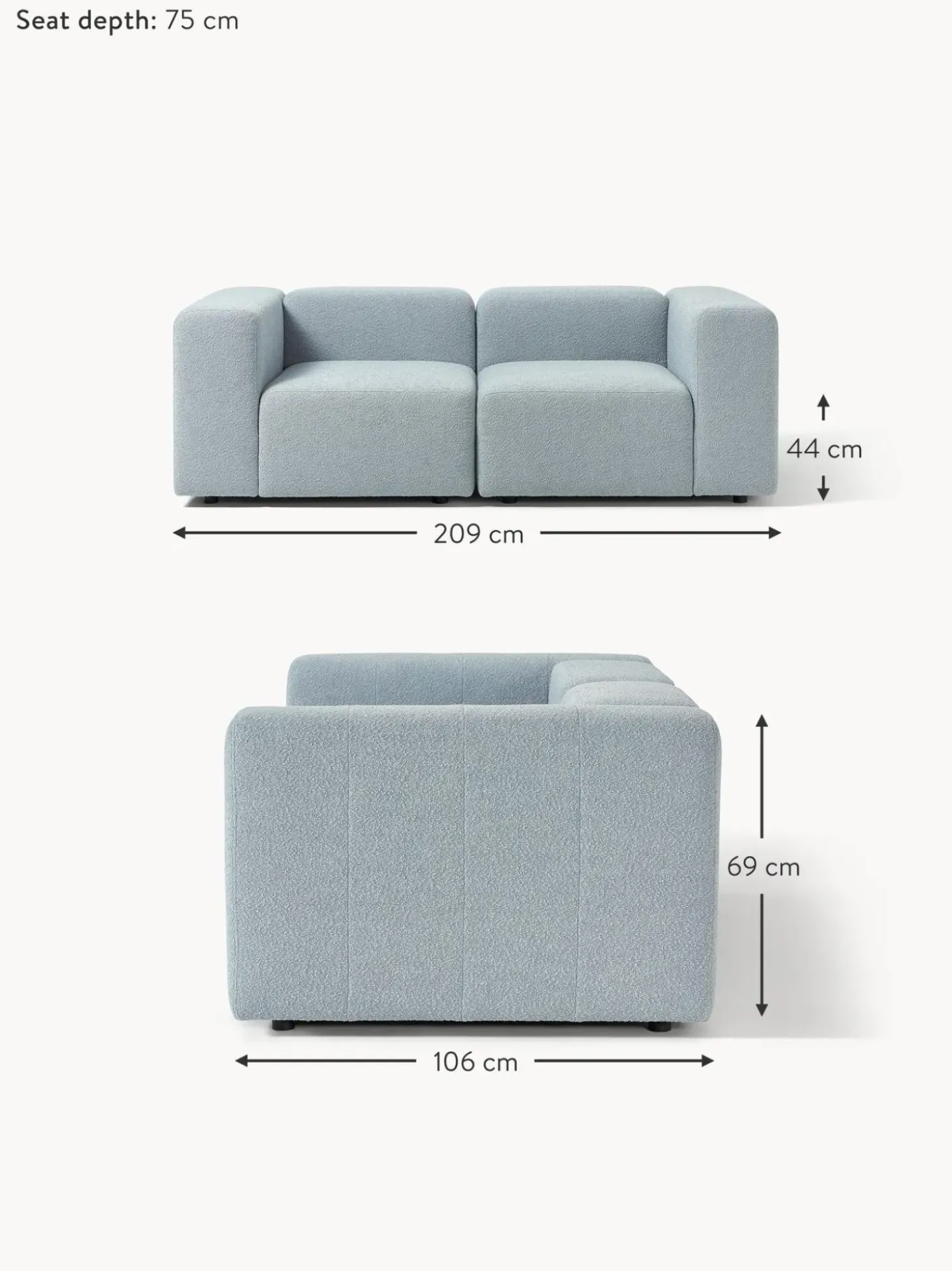 Sofa Modular Boucle Lena (3 Plazas)