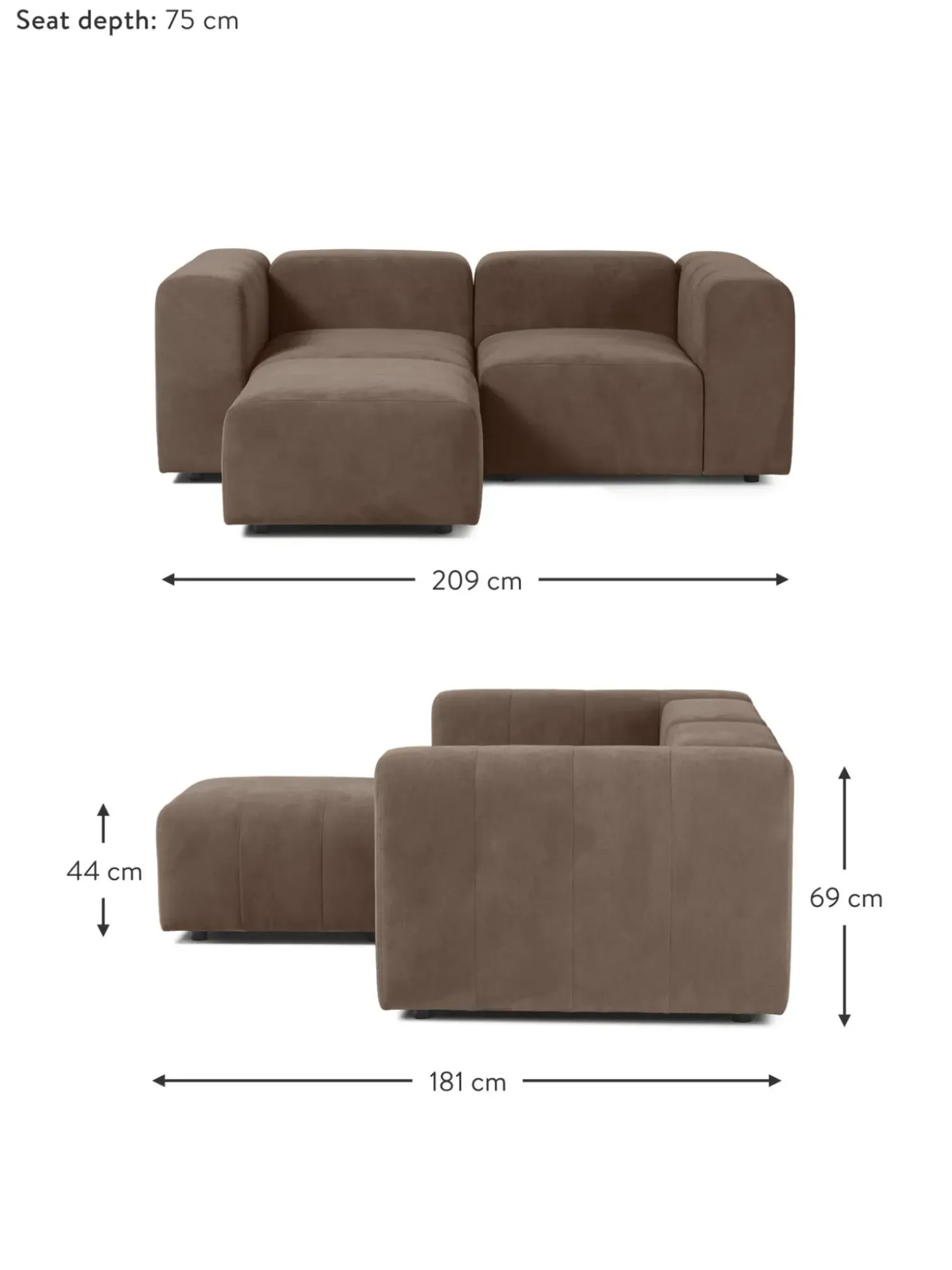 Sofa Modular Con Reposapies Lena (3 Plazas)
