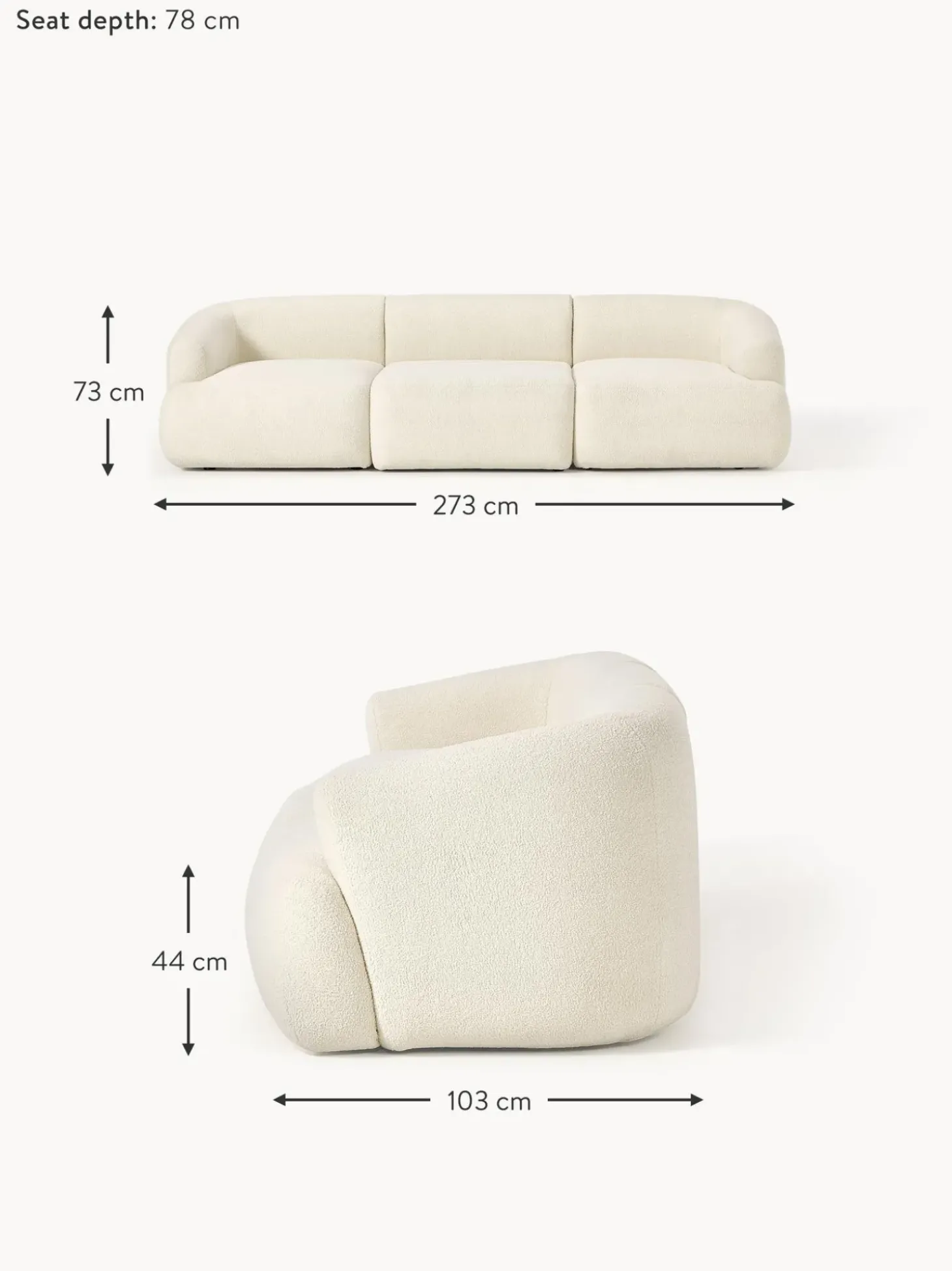 Sofa Modular De Borreguillo Sofia (3 Plazas)