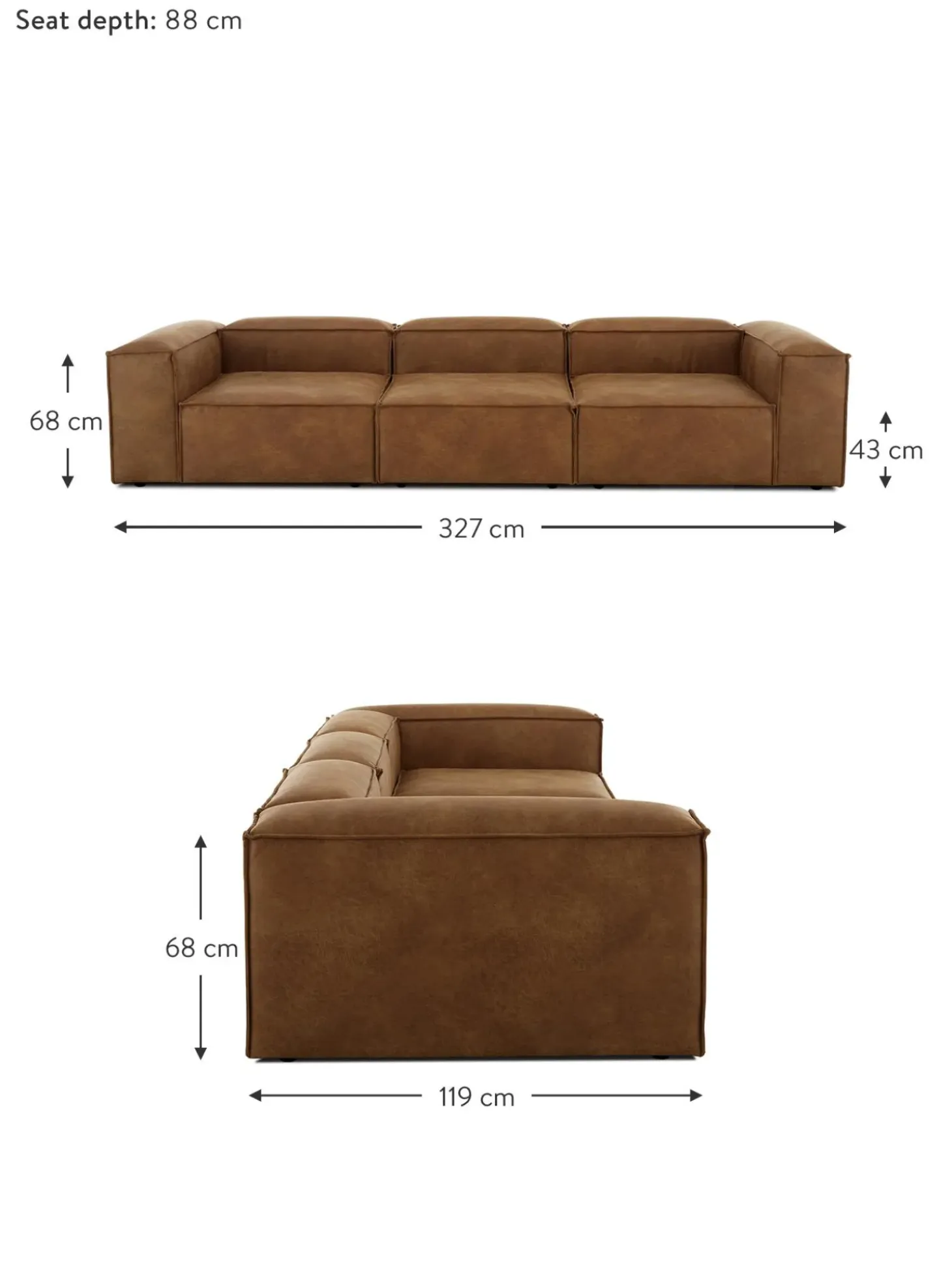 Sofa Modular De Cuero Reciclado Lennon (4 Plazas)