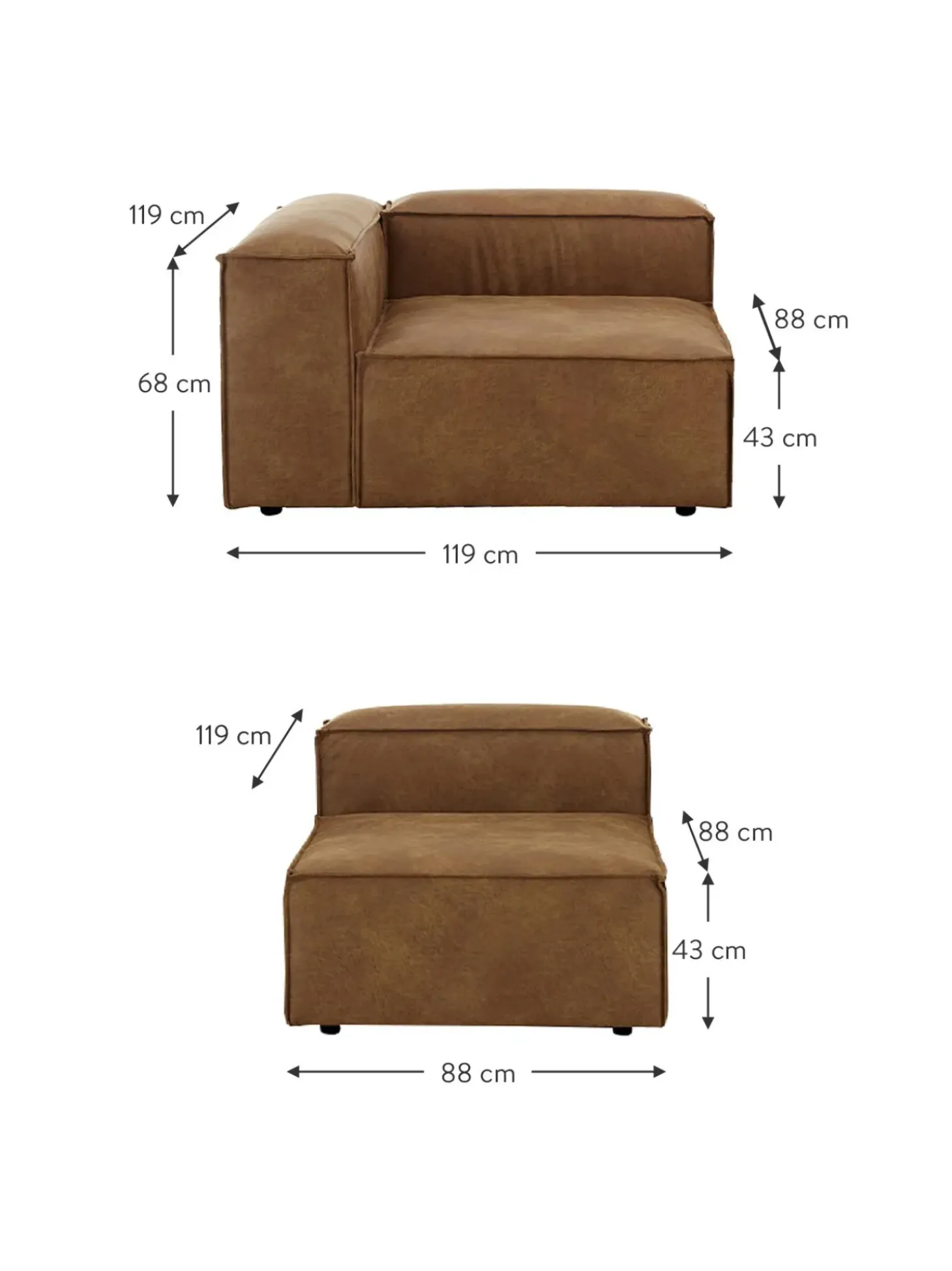Sofa Modular De Cuero Reciclado Lennon (4 Plazas)
