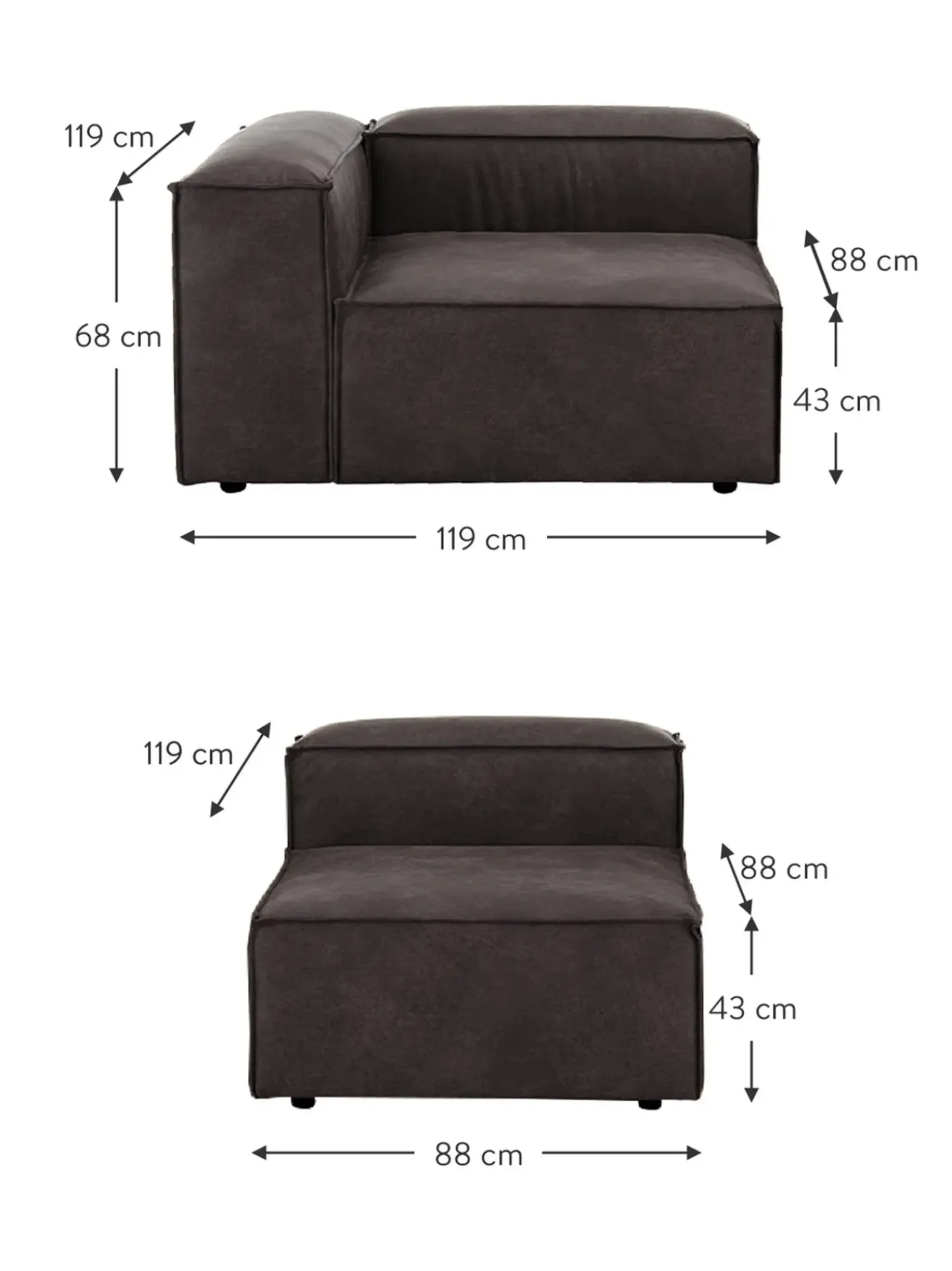 Sofa Modular De Cuero Reciclado Lennon (4 Plazas)