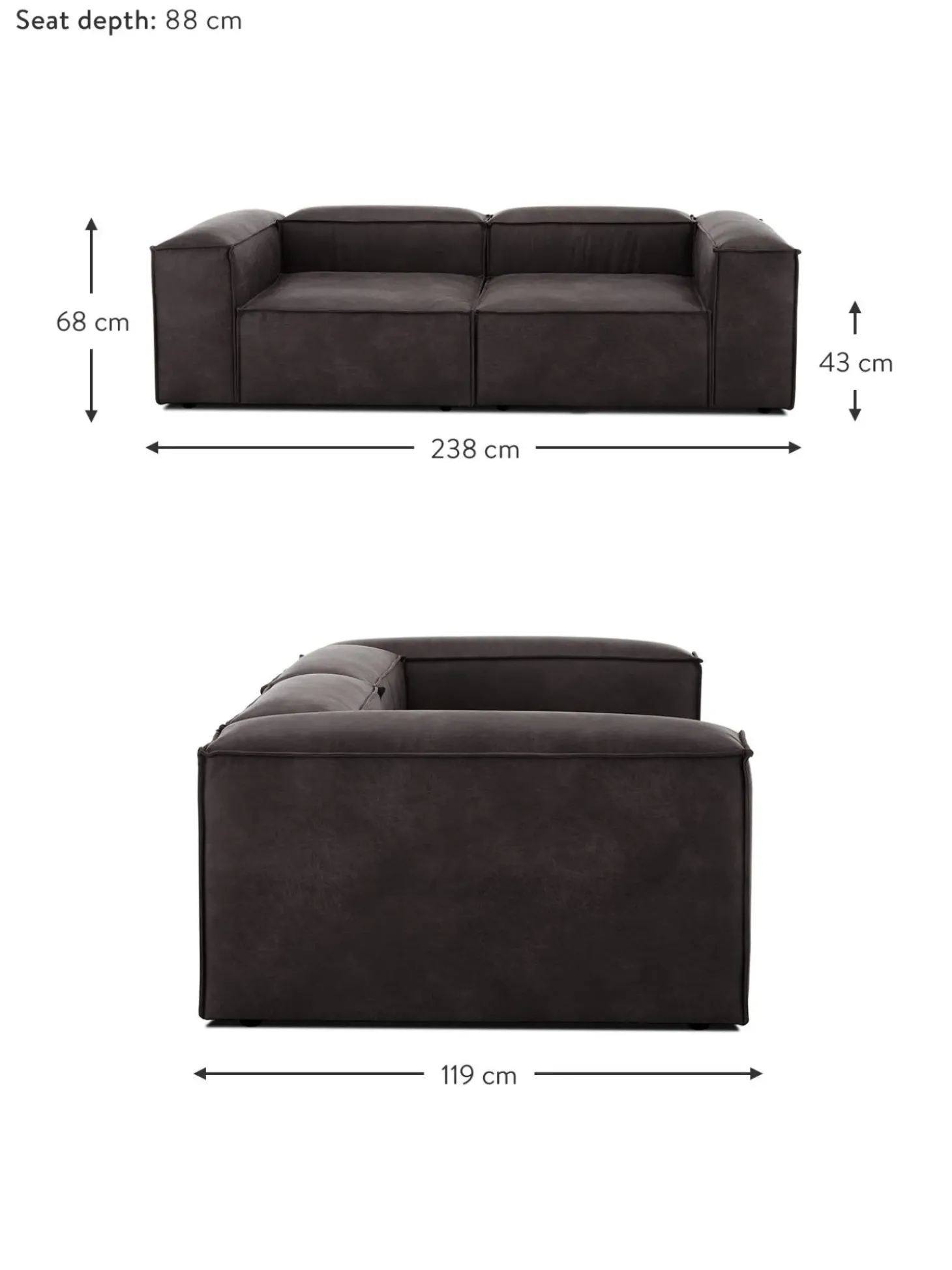 Sofa Modular De Cuero Reciclado Lennon (3 Plazas)