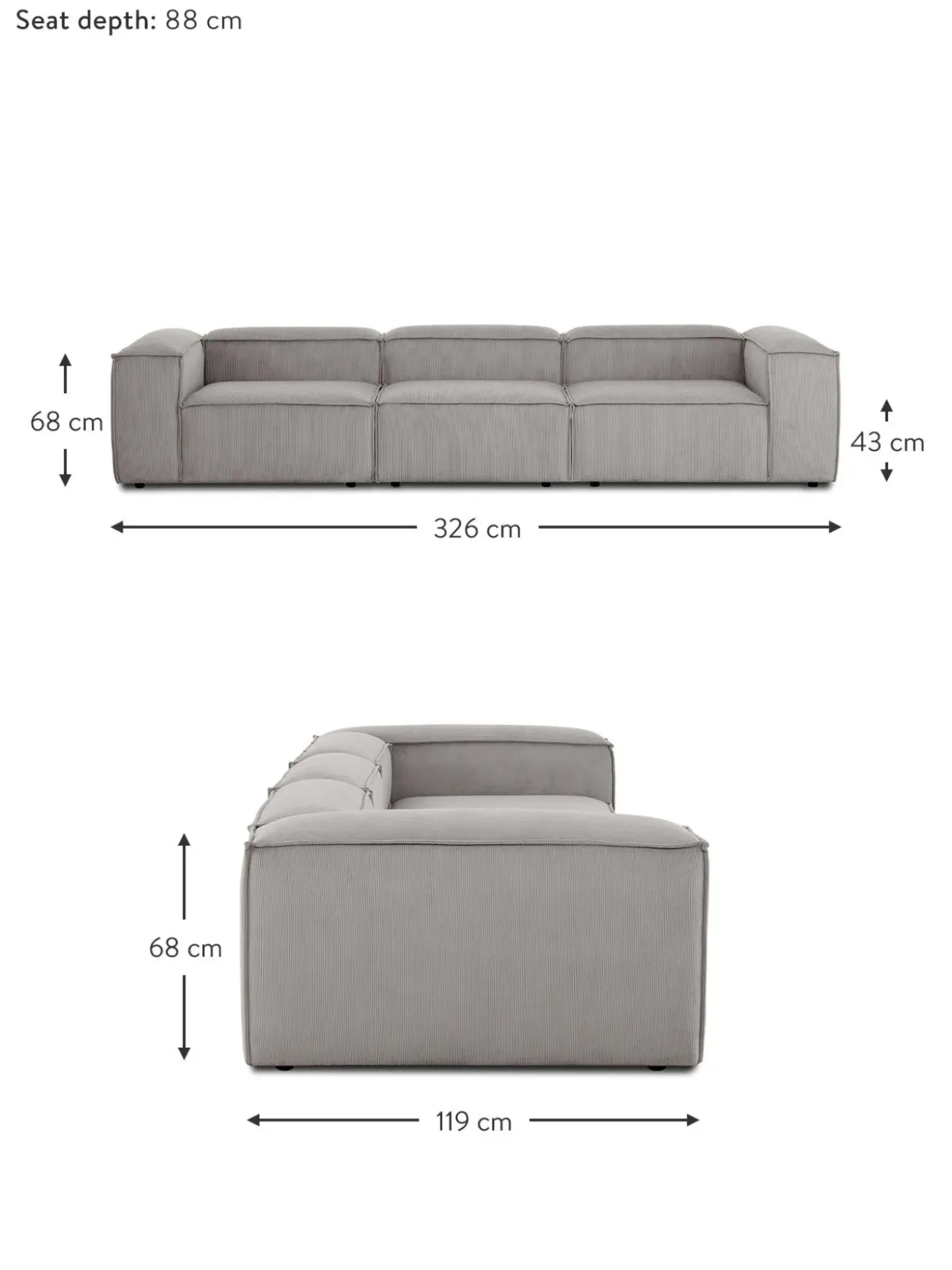 Sofa Modular De Pana Lennon (4 Plazas)