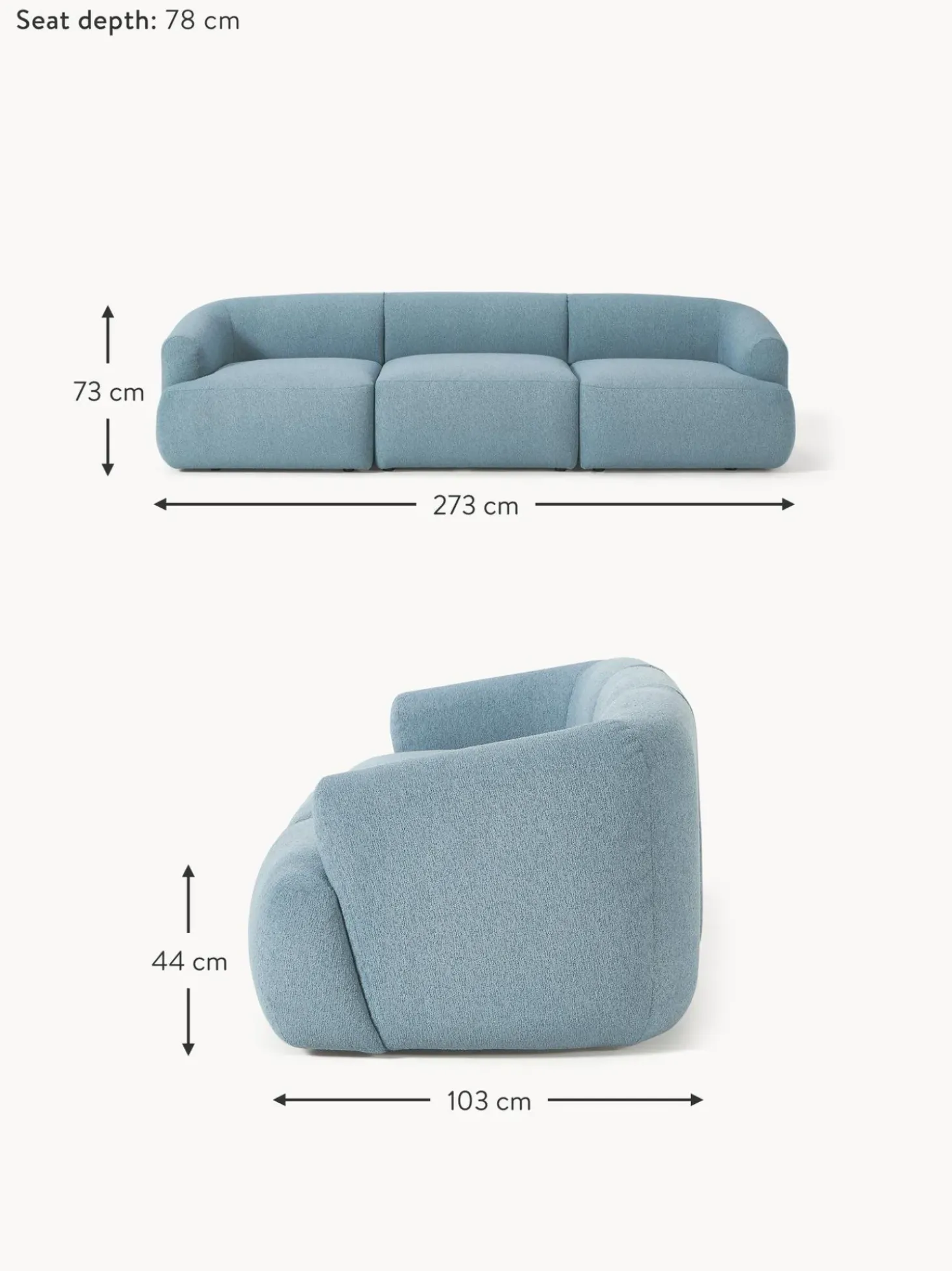 Sofa Modular En Tejido Boucle Sofia (3 Plazas)