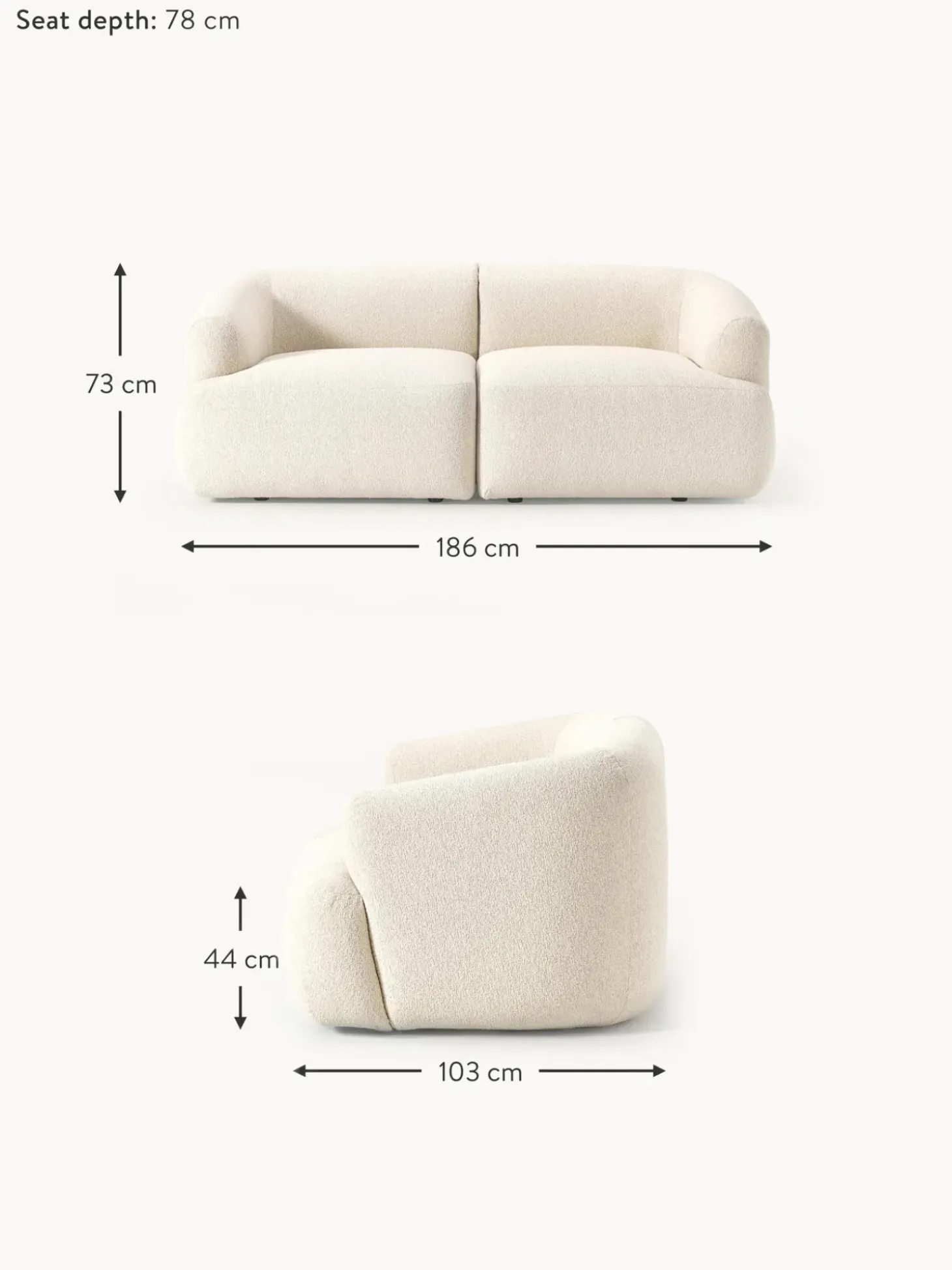 Sofa Modular En Tejido Boucle Sofia (2 Plazas)