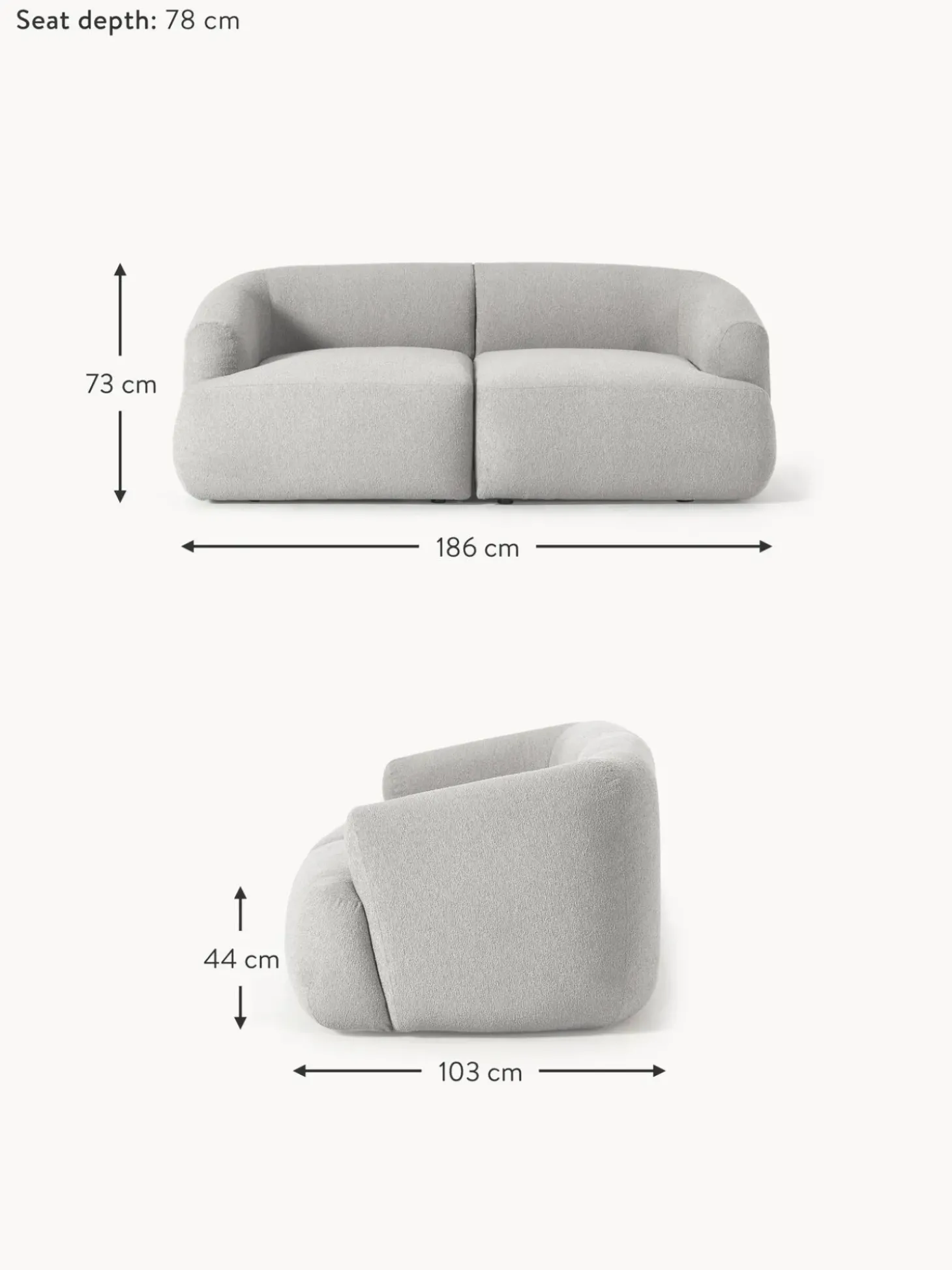 Sofa Modular En Tejido Boucle Sofia (2 Plazas)