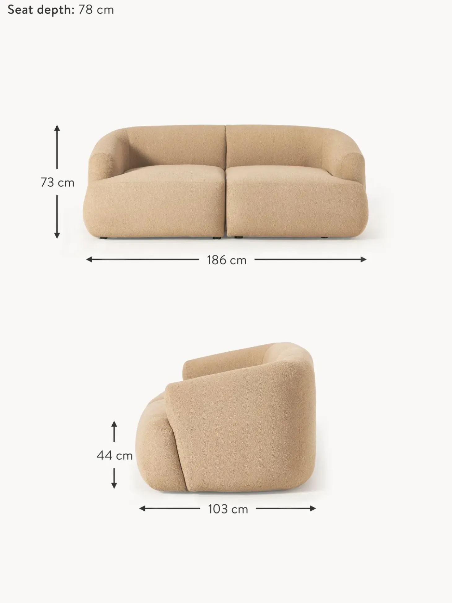 Sofa Modular En Tejido Boucle Sofia (2 Plazas)