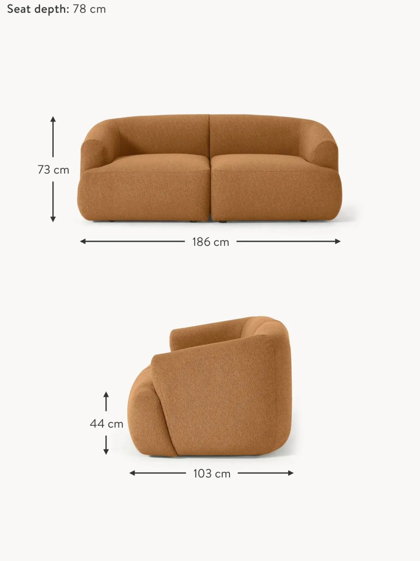 Sofa Modular En Tejido Boucle Sofia (2 Plazas)