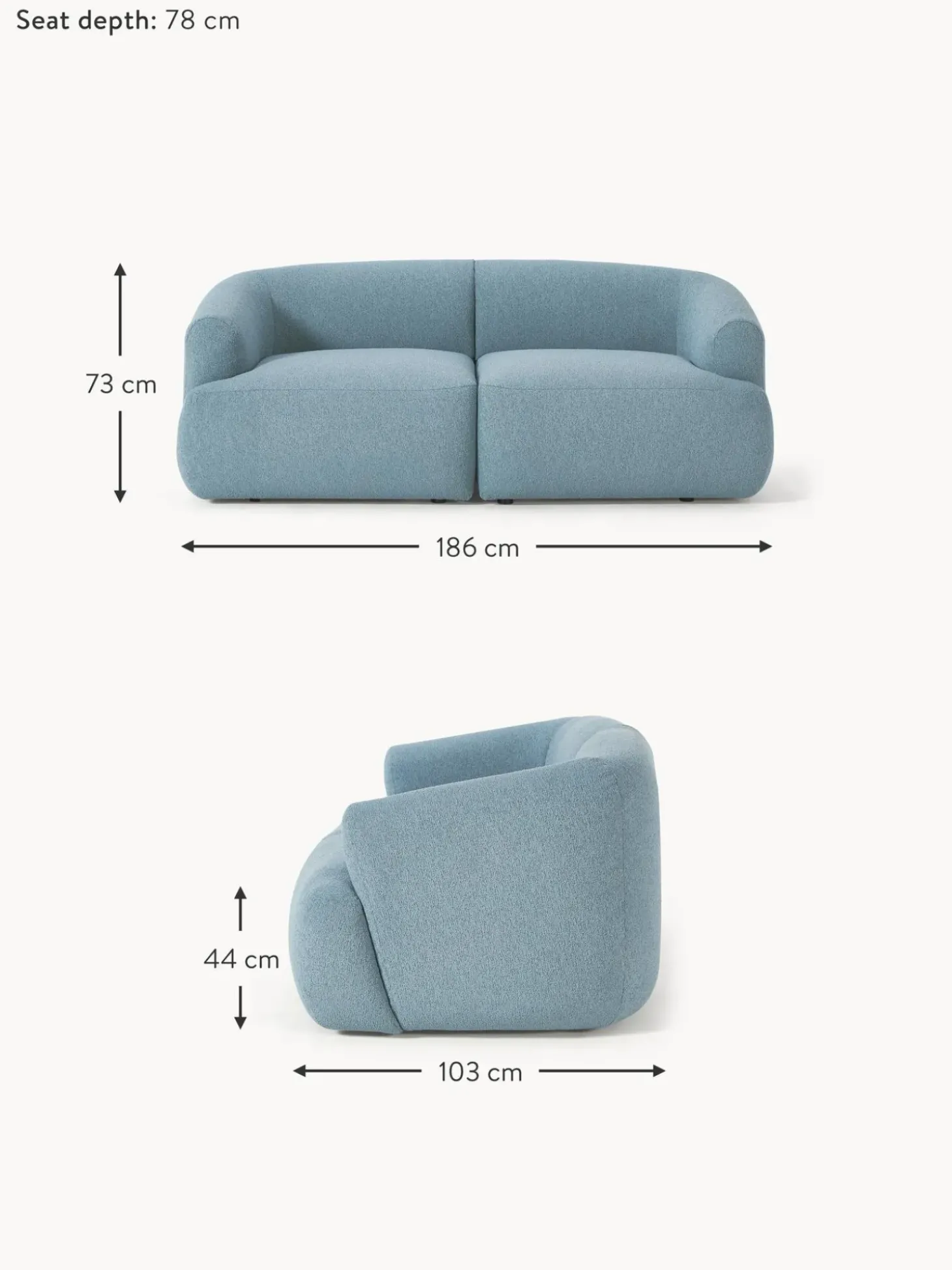 Sofa Modular En Tejido Boucle Sofia (2 Plazas)