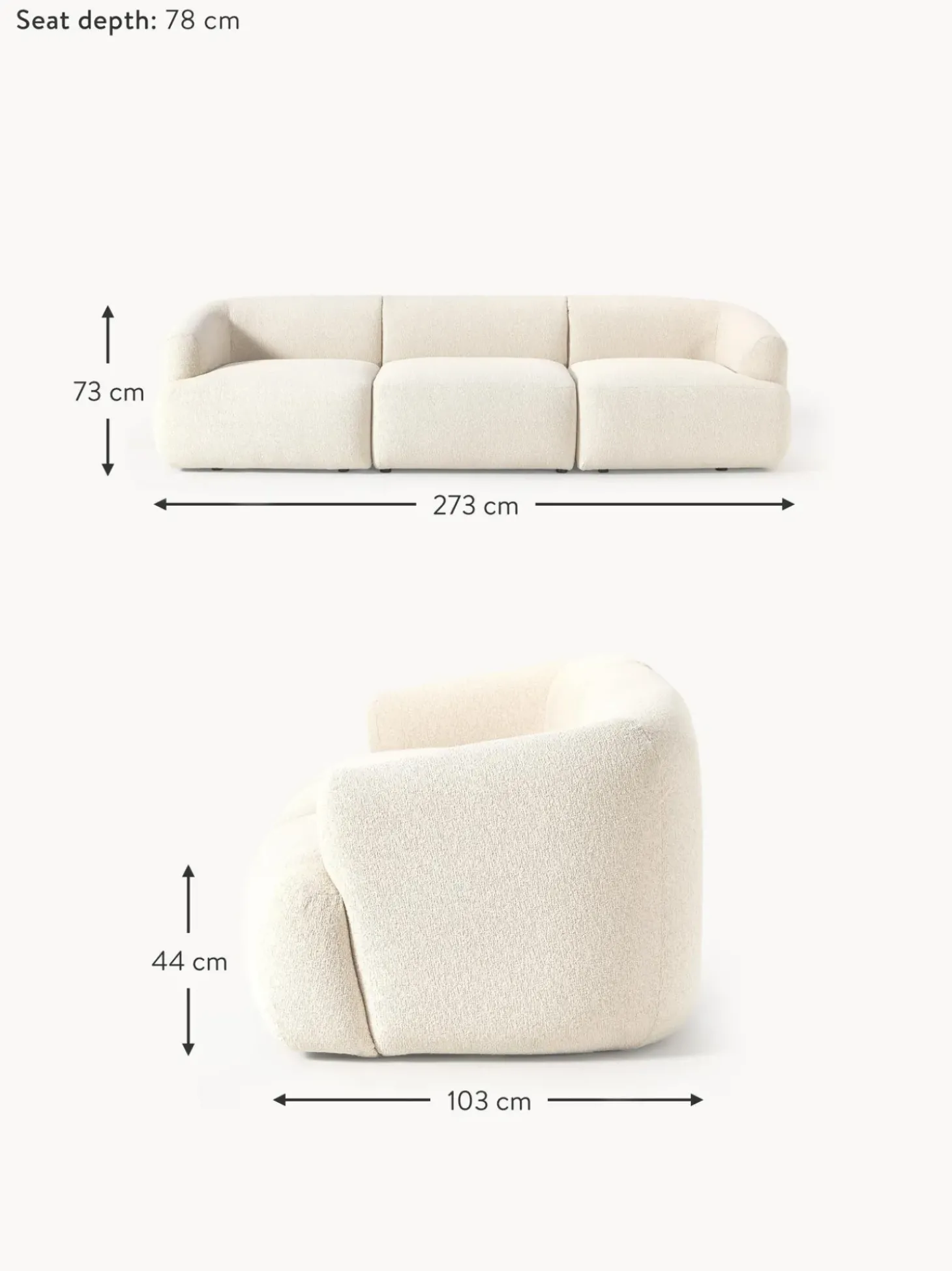 Sofa Modular En Tejido Boucle Sofia (3 Plazas)