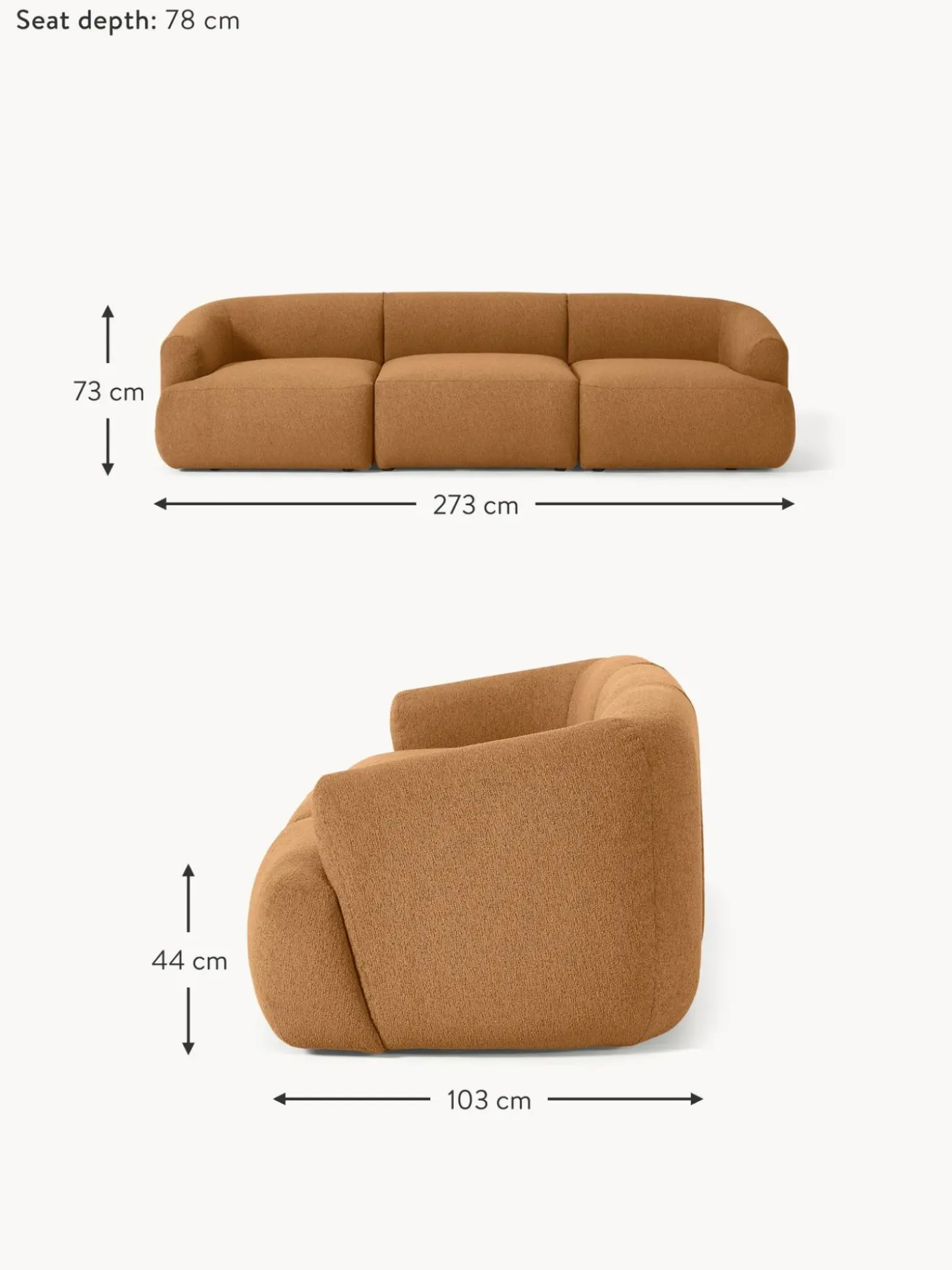Sofa Modular En Tejido Boucle Sofia (3 Plazas)