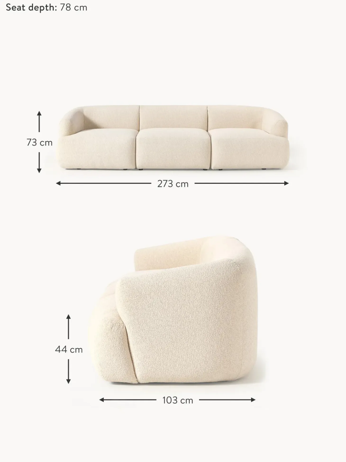 Sofa Modular En Tejido Boucle Sofia (3 Plazas)