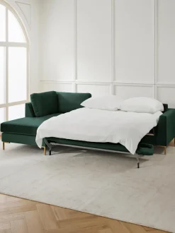 Sofa Rinconera Cama De Terciopelo Luna (3 Plazas), Con Colchon