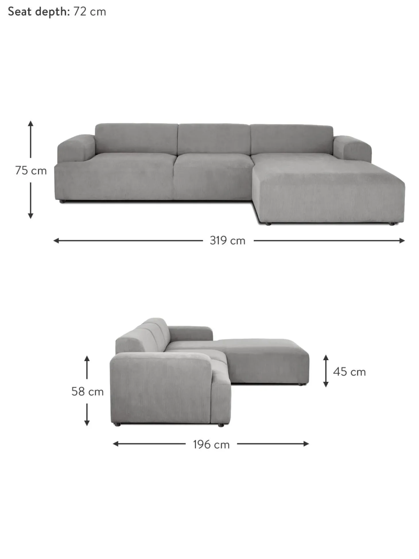 Sofa Rinconera De Pana Melva (4 Plazas)