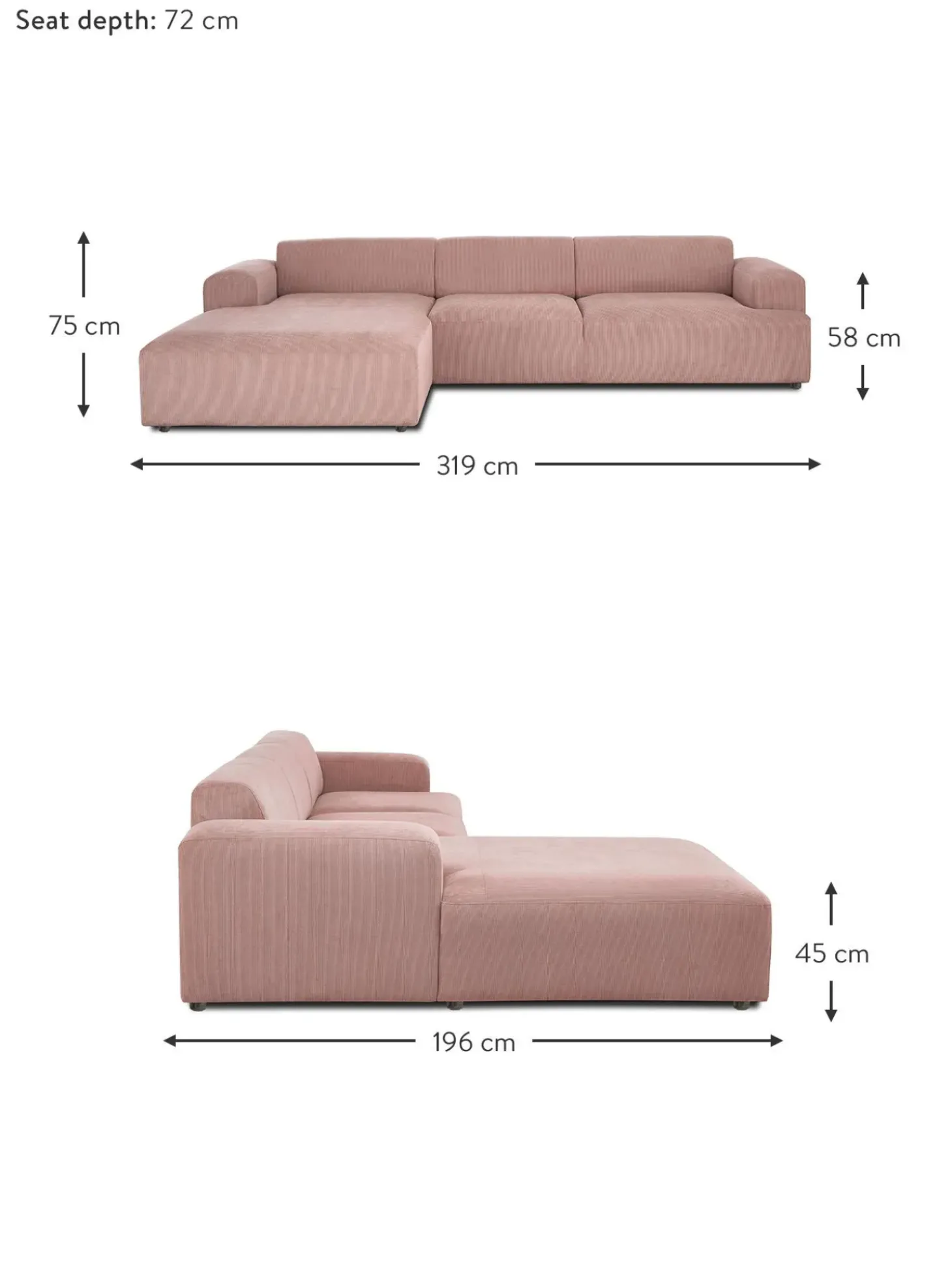 Sofa Rinconera De Pana Melva (4 Plazas)