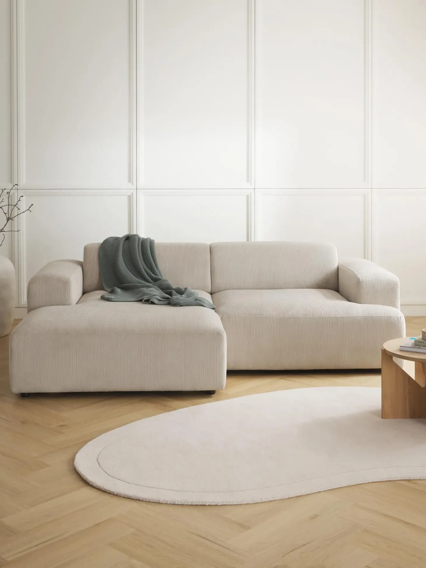 Sofa Rinconera De Pana Melva (3 Plazas)