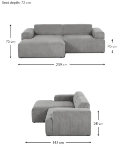 Sofa Rinconera De Pana Melva (3 Plazas)