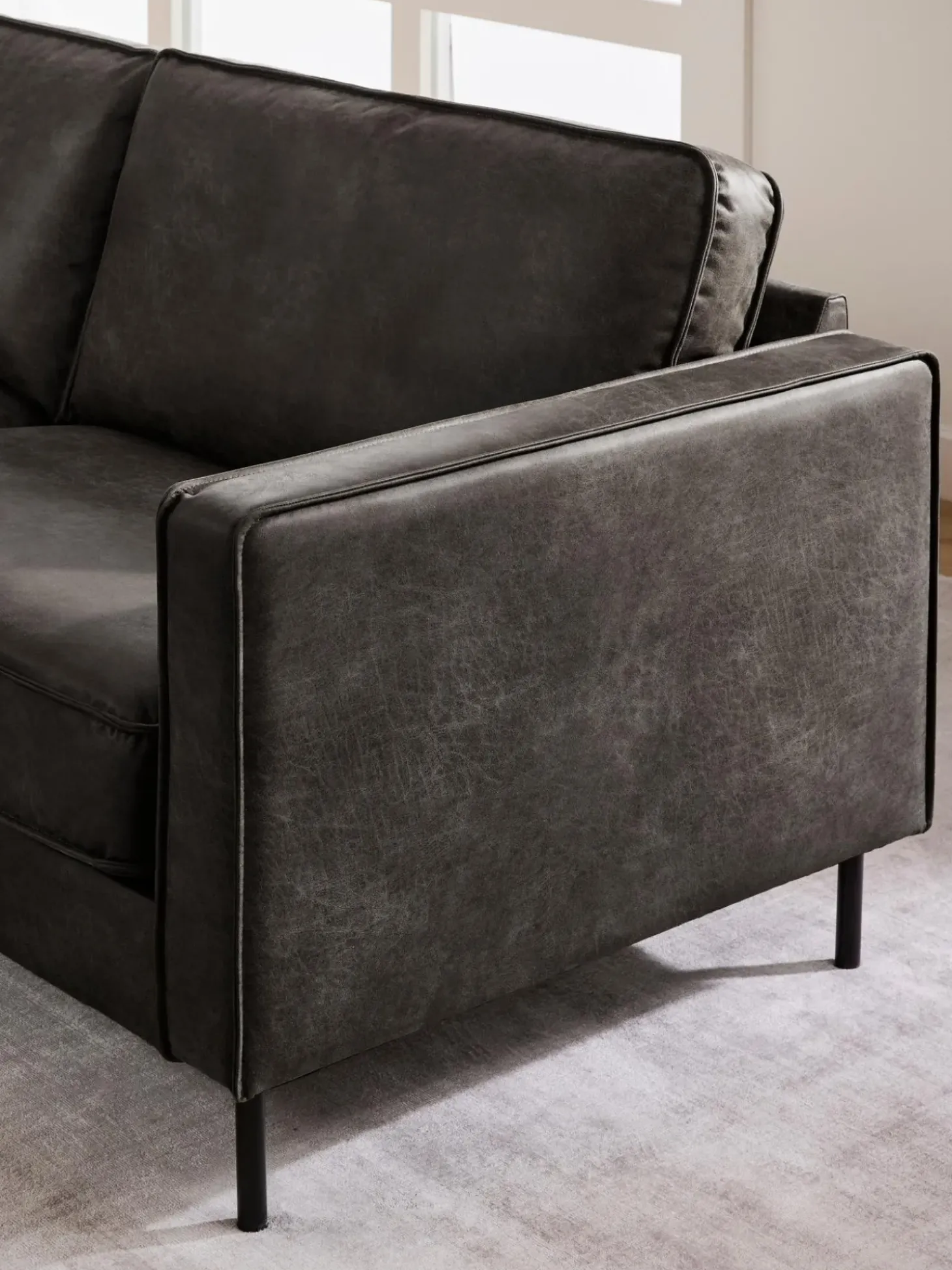 Sofa Rinconera Extra Grande De Cuero Reciclado Hunter