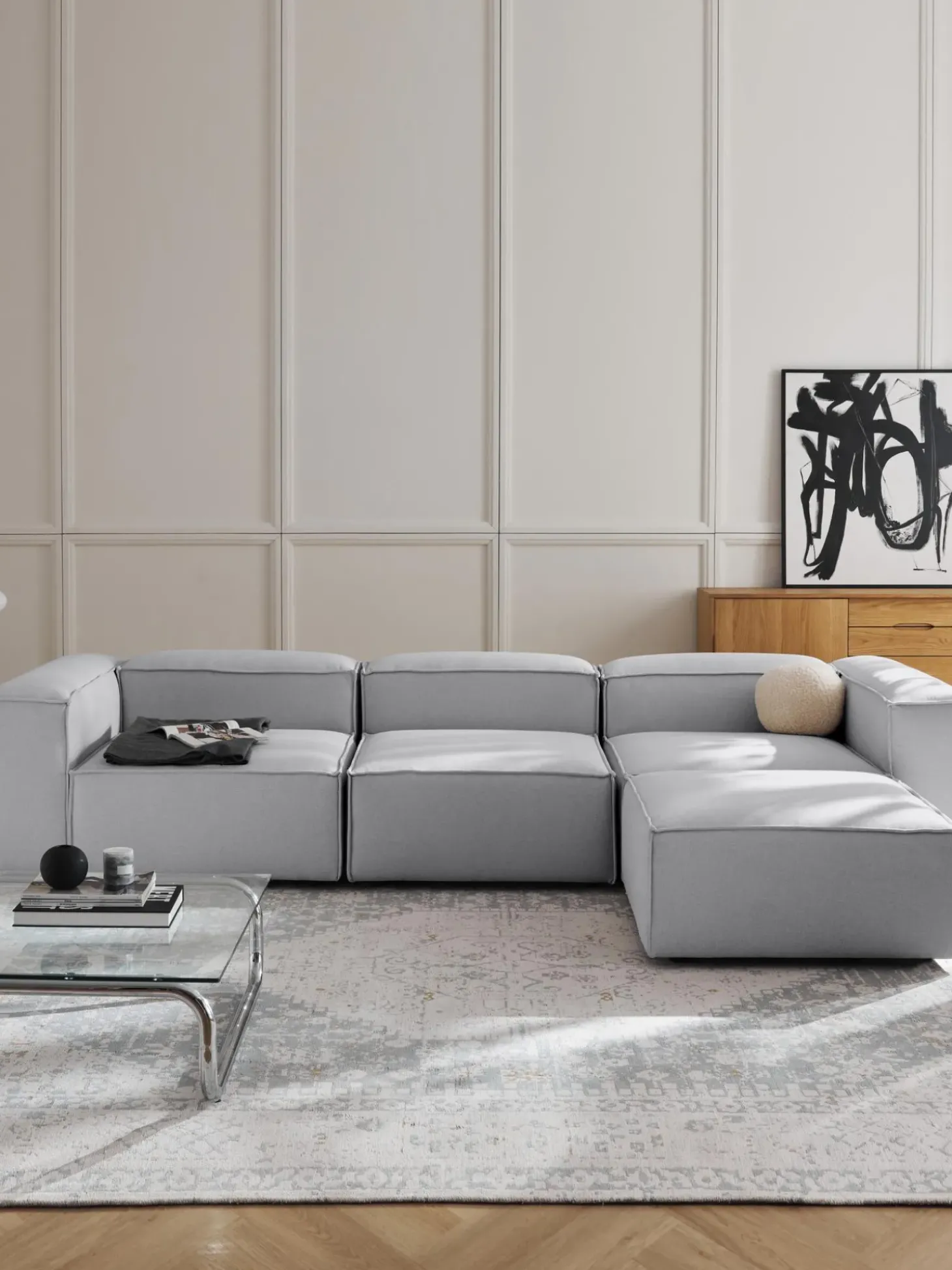 Sofa Rinconera Modular Con Reposapies Lennon (4 Plazas)