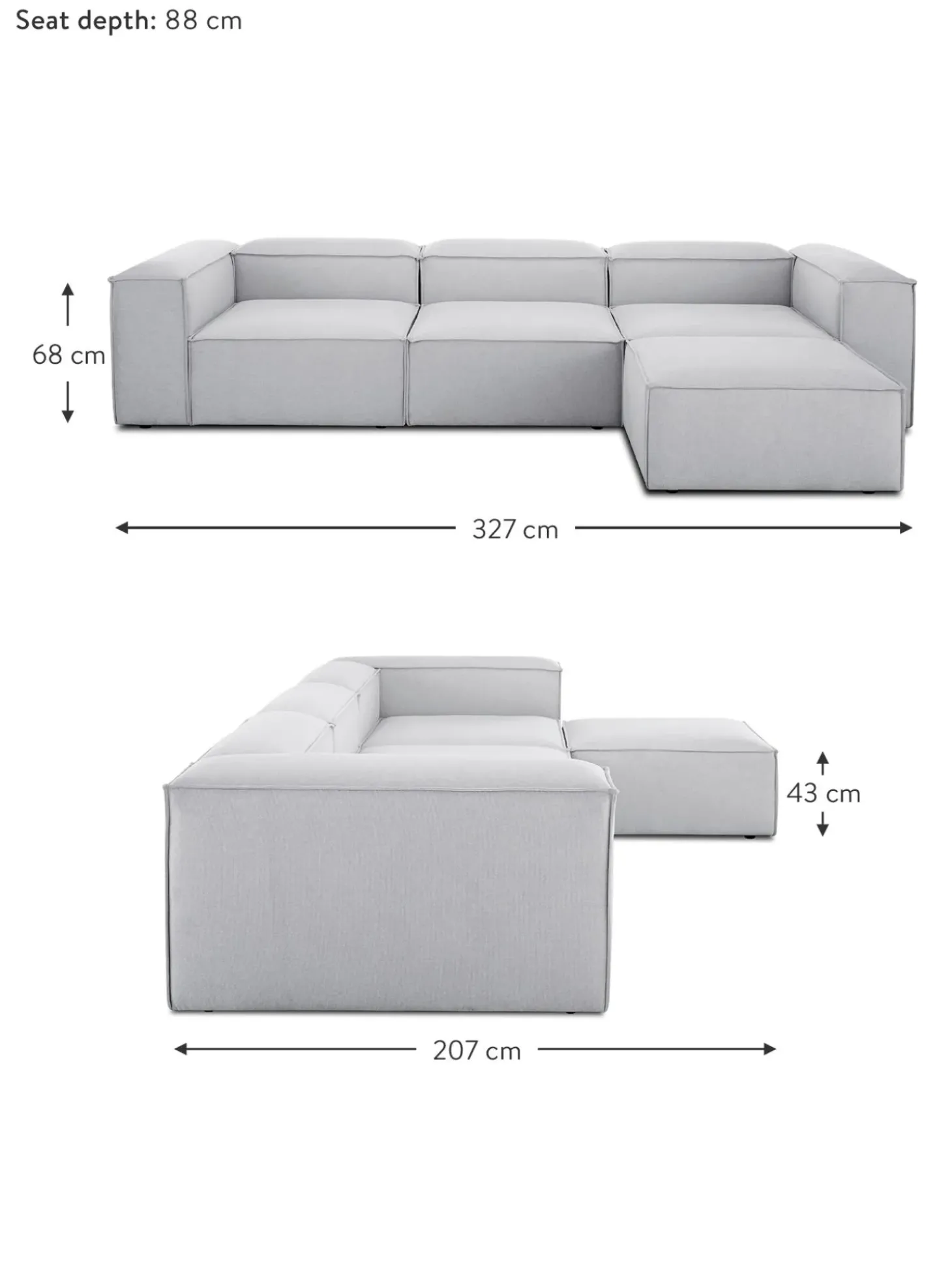 Sofa Rinconera Modular Con Reposapies Lennon (4 Plazas)