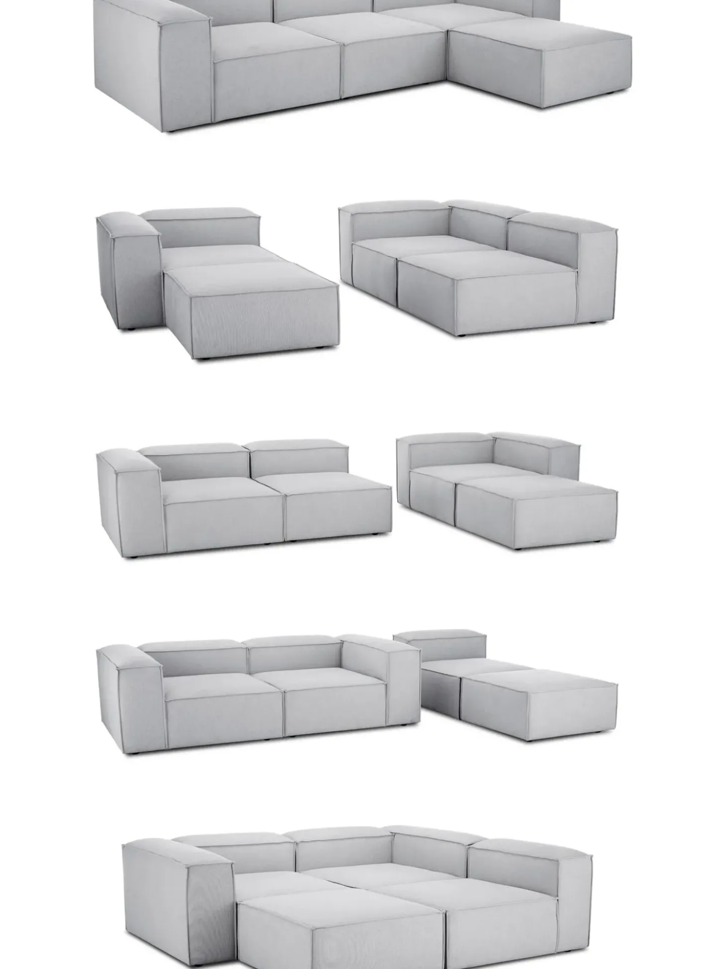 Sofa Rinconera Modular Con Reposapies Lennon (4 Plazas)