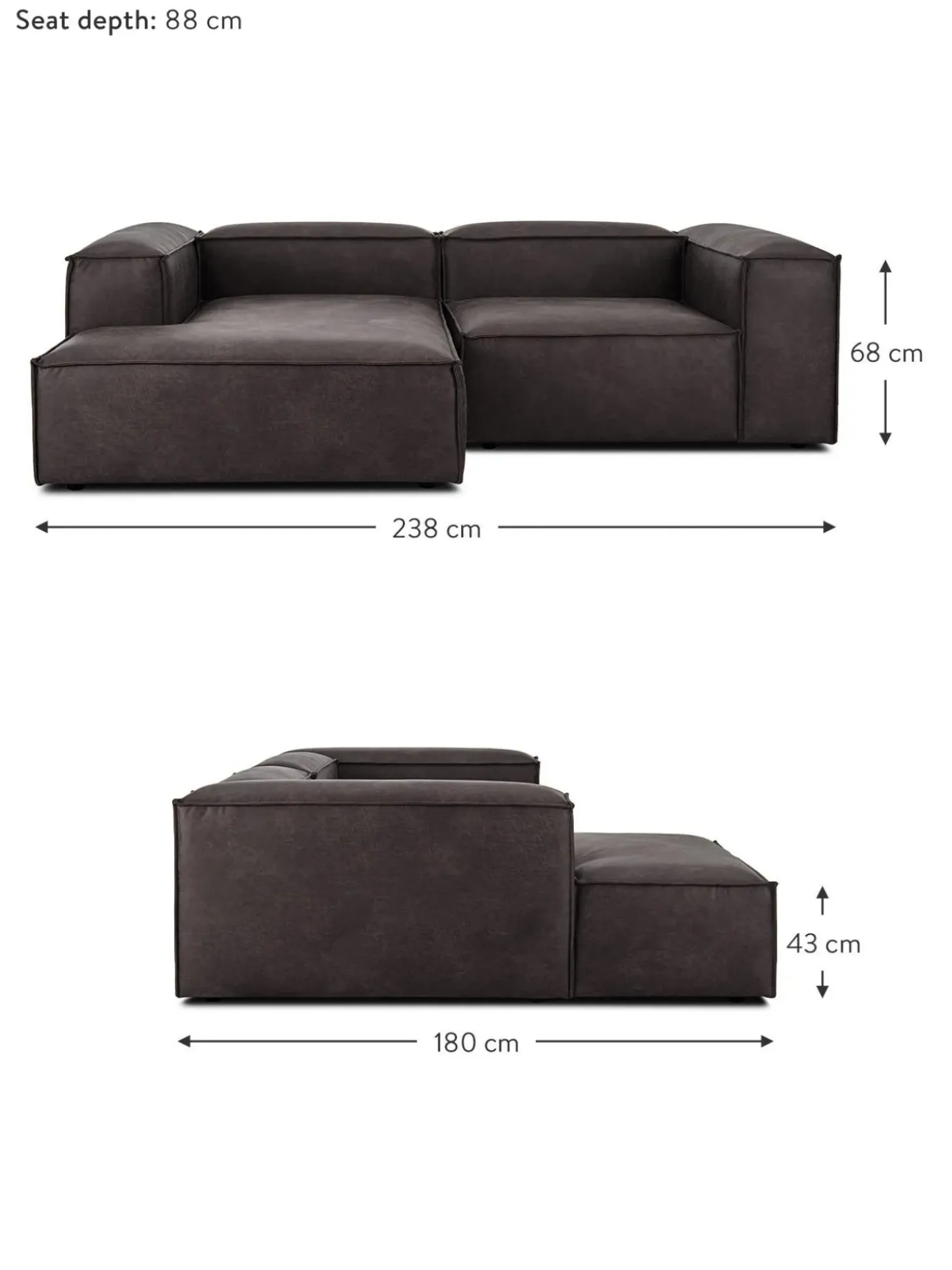Sofa Rinconera Modular De Cuero Reciclado Lennon