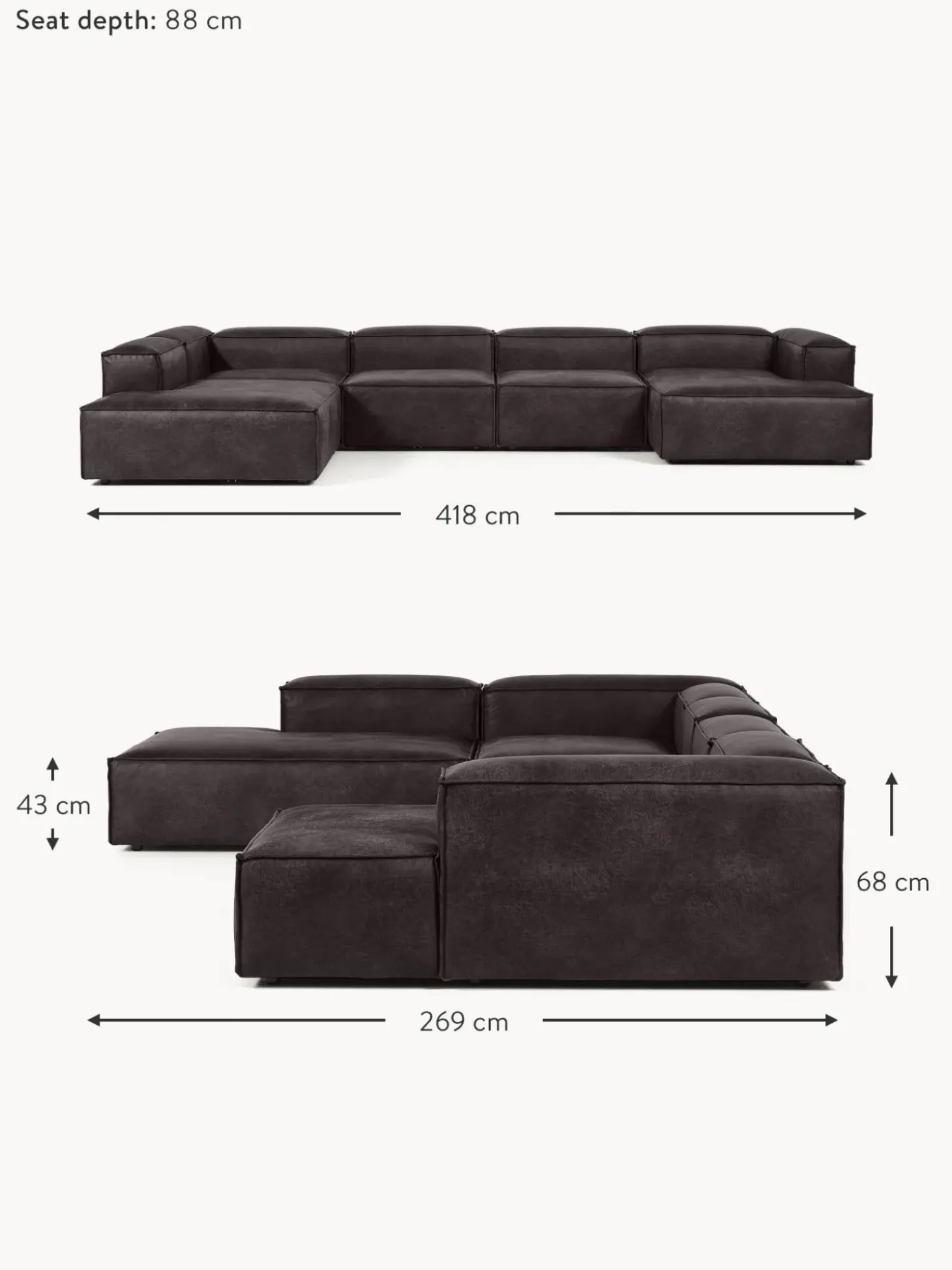 Sofa Rinconera Modular De Cuero Reciclado Lennon