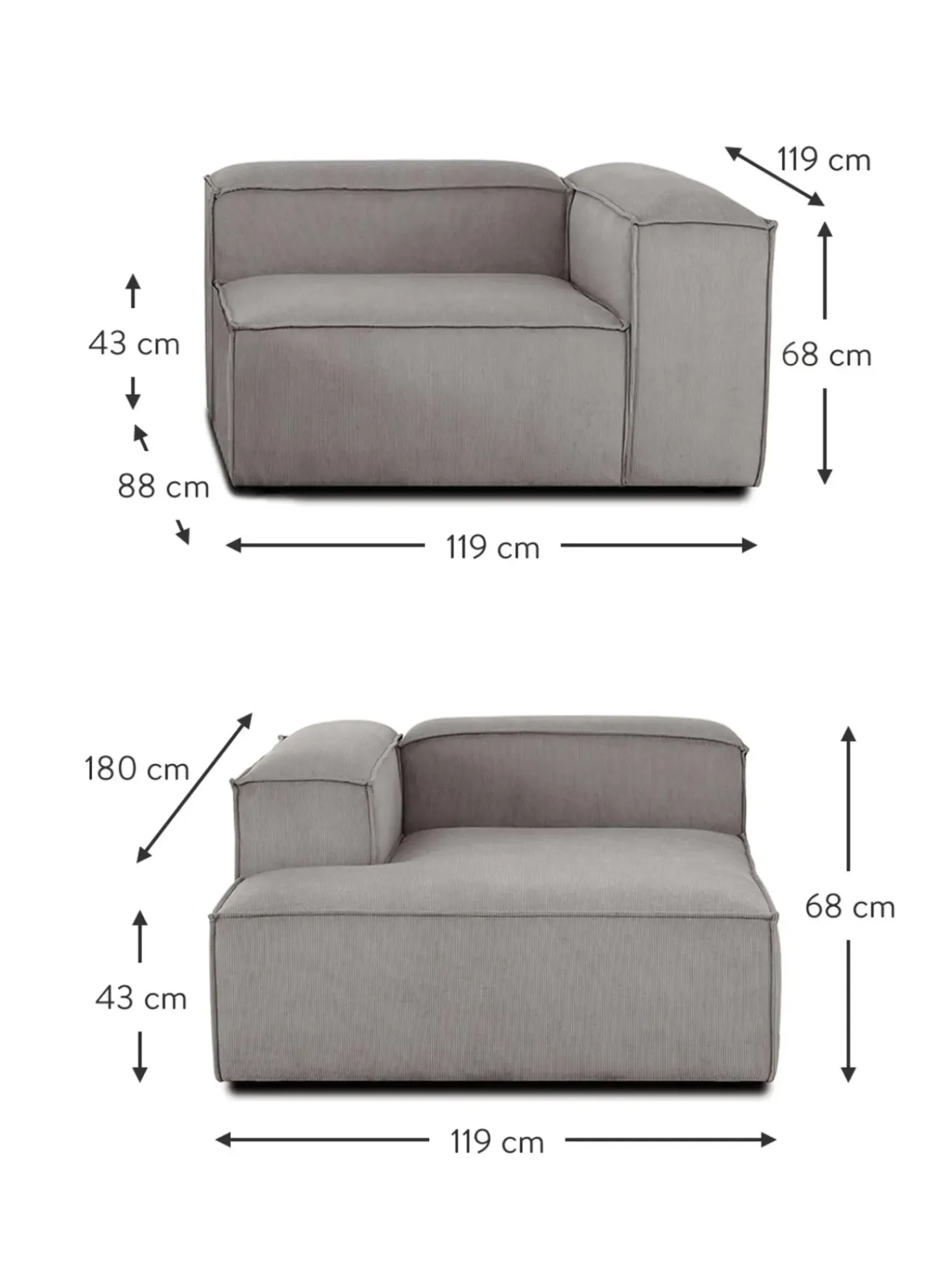 Sofa Rinconera Modular De Pana Lennon