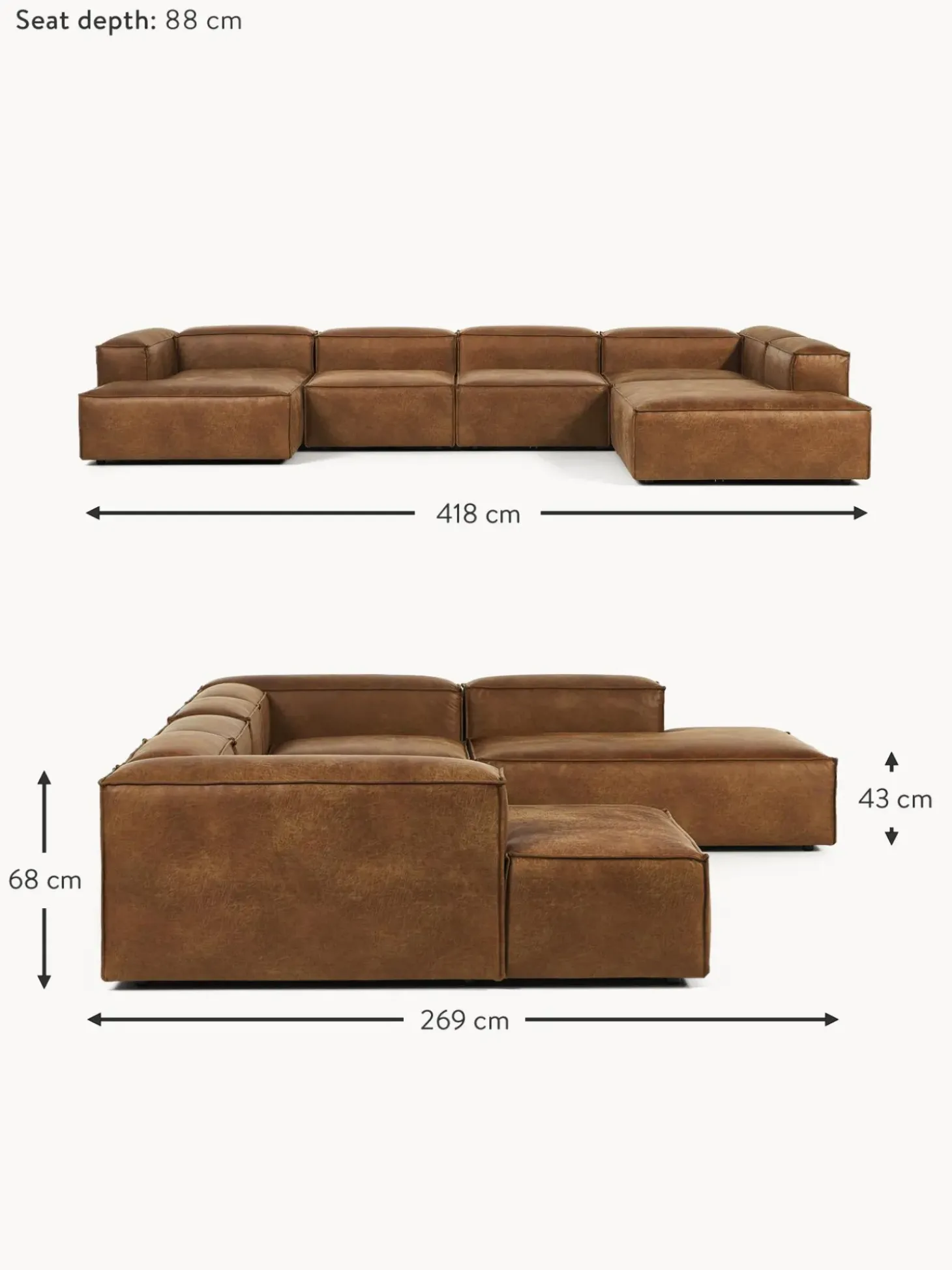 Sofa Rinconera Modular De Cuero Reciclado Lennon