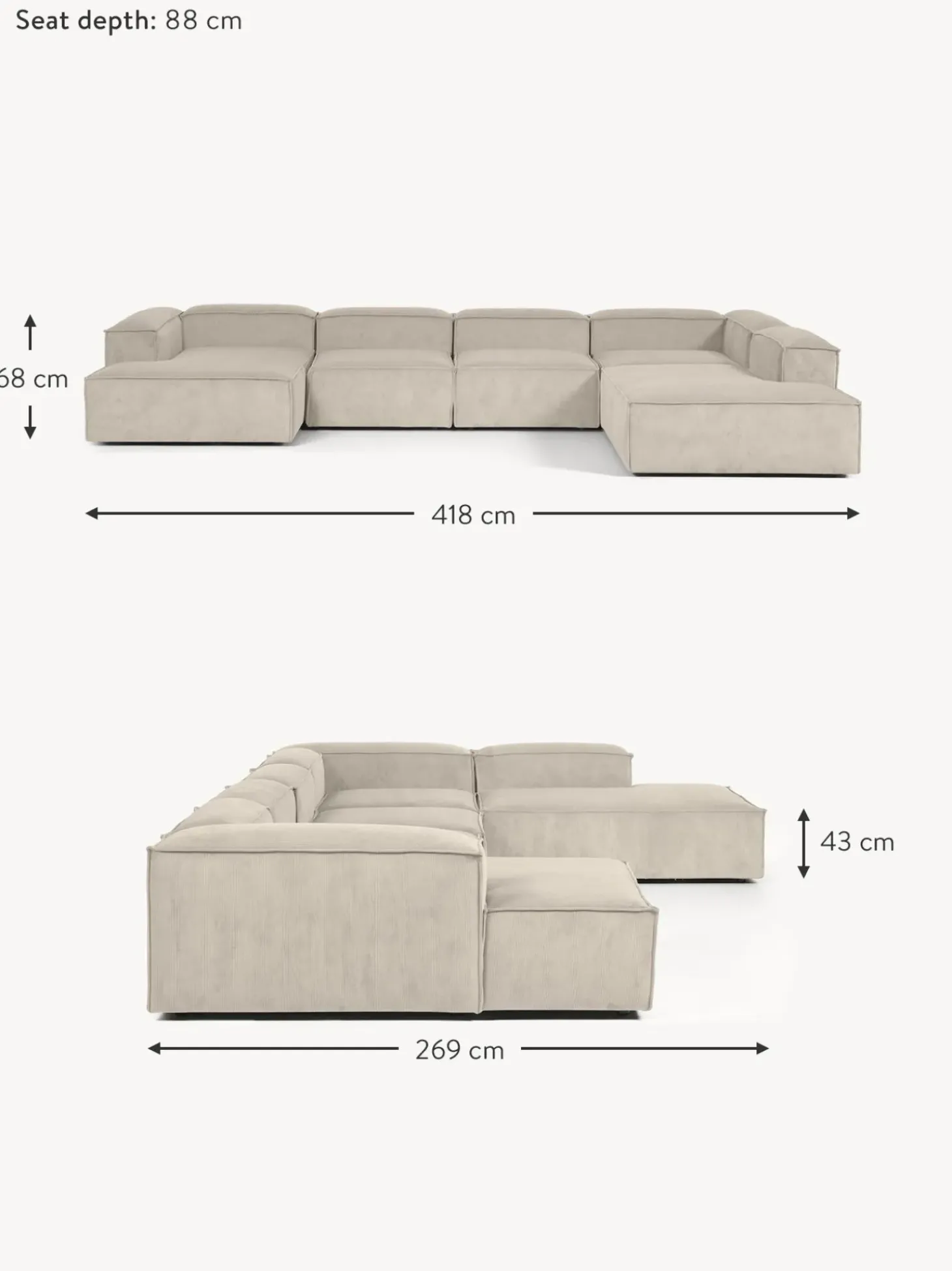 Sofa Rinconera Modular De Pana Lennon