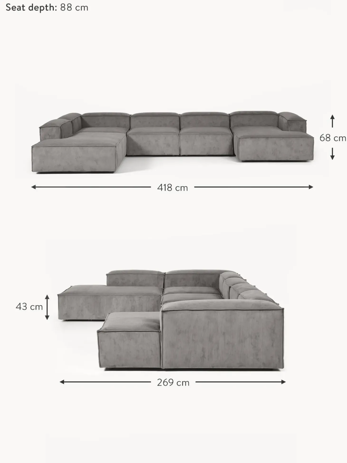 Sofa Rinconera Modular De Pana Lennon