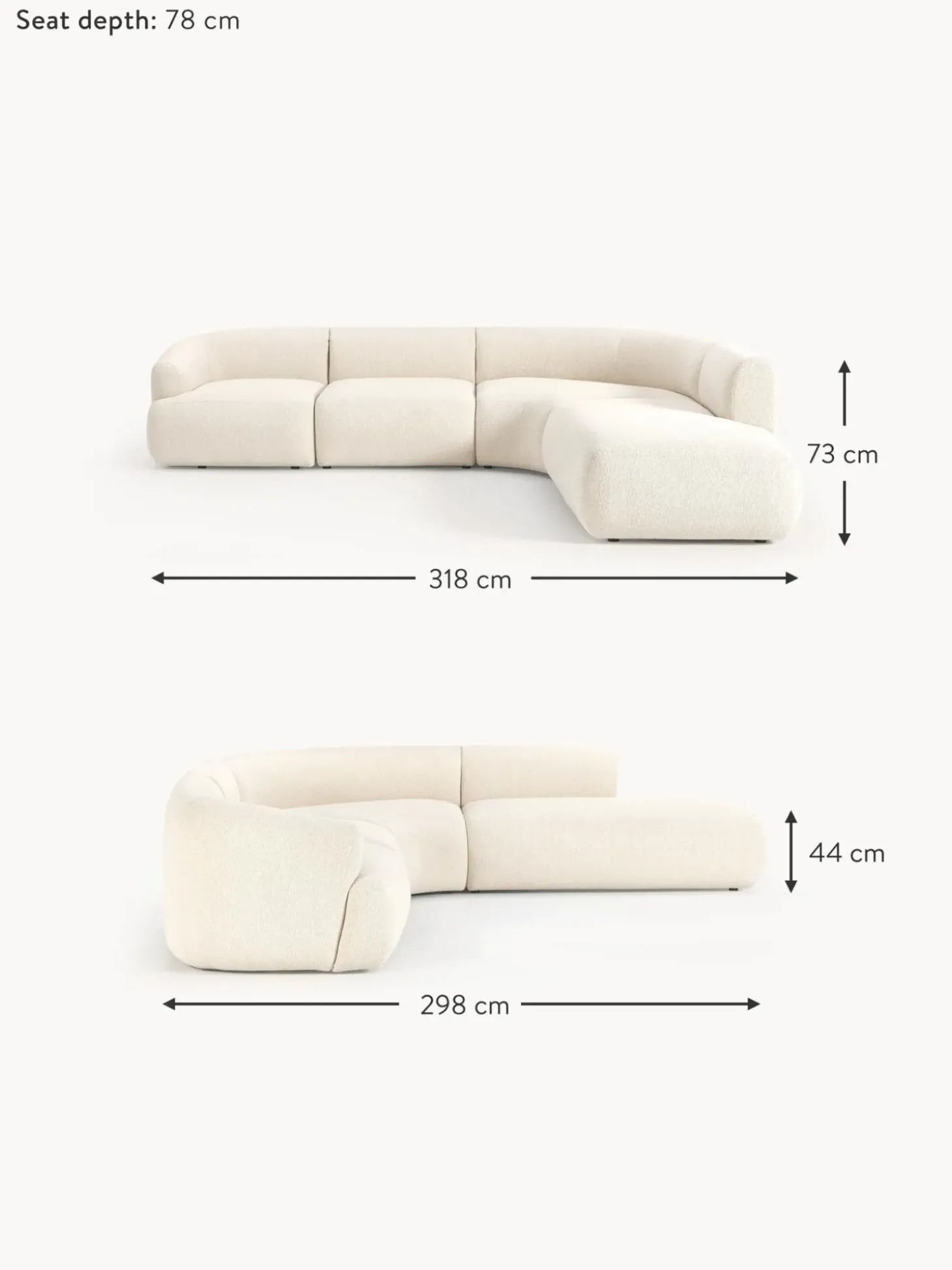 Sofa Rinconera Modular En Tejido Boucle Sofia (4 Plazas)