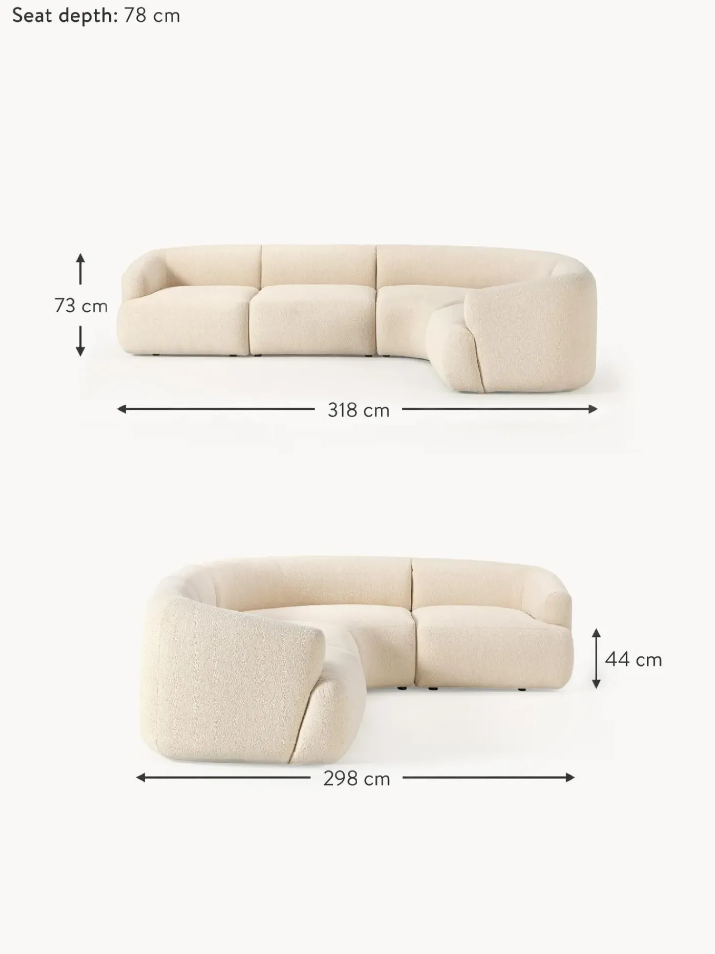 Sofa Rinconera Modular En Tejido Boucle Sofia (4 Plazas)