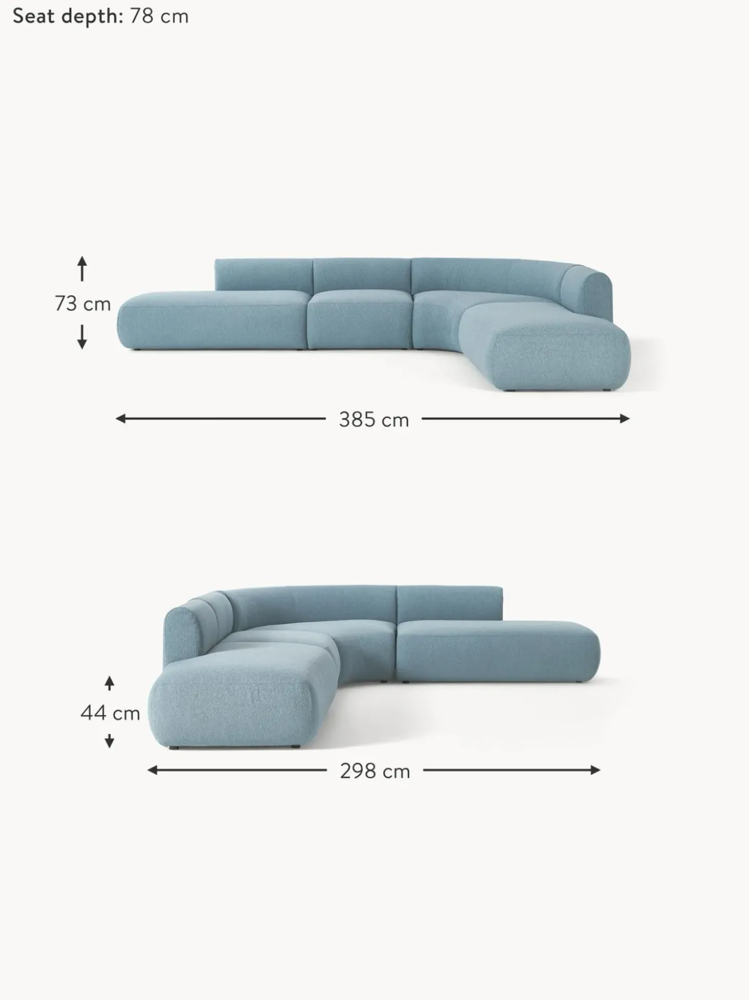 Sofa Rinconera Modular En Tejido Boucle Sofia (4 Plazas)