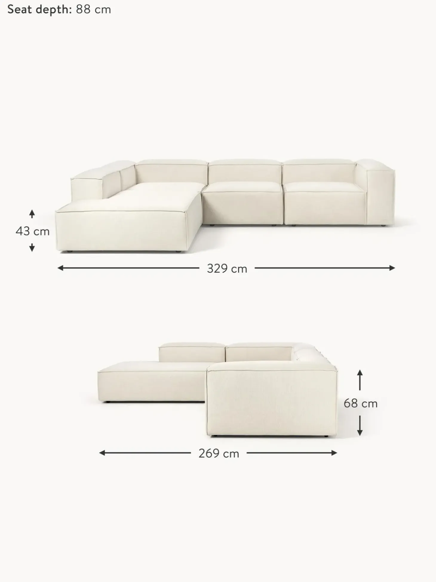 Sofa Rinconera Modular Grande Lennon