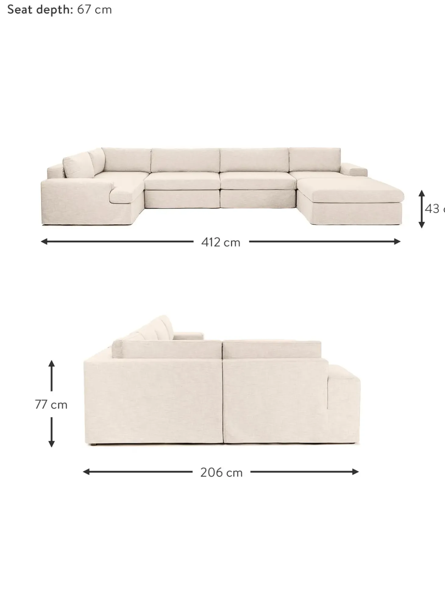 Sofa Rinconera Modular Russell, Desenfundable