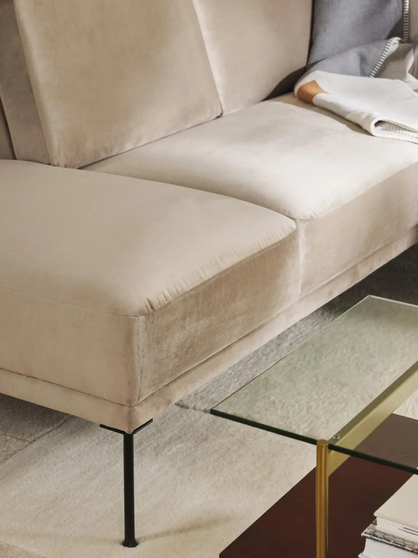 Sofa Rinconero De Terciopelo Fluente