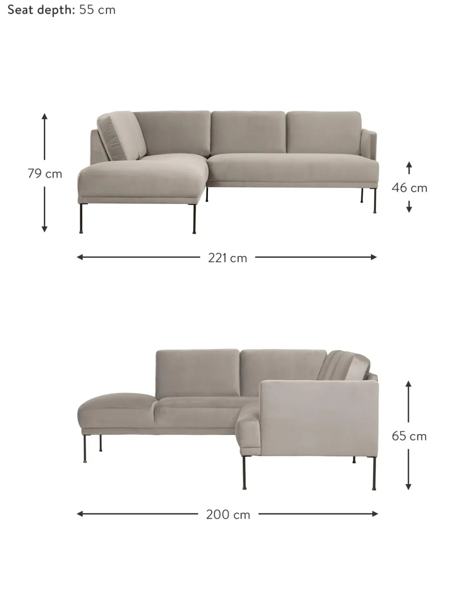 Sofa Rinconero De Terciopelo Fluente