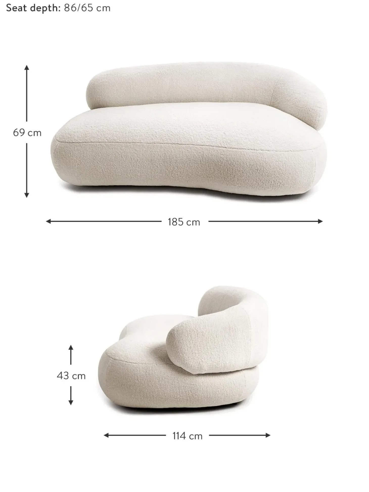 Sofa Rinon De Borreguillo Alba (2 Plazas)