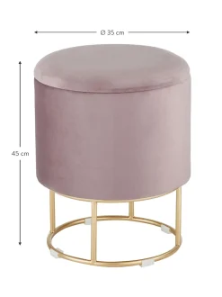 Taburete De Terciopelo Polina, Con Espacio De Almacenamiento