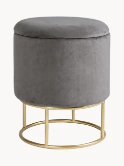 Taburete De Terciopelo Polina, Con Espacio De Almacenamiento
