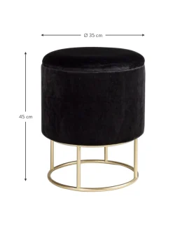 Taburete De Terciopelo Polina, Con Espacio De Almacenamiento