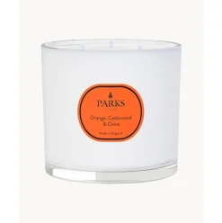 Vela Perfumada Con Tres Mechas Aromatherapy (Naranja, Cedro Y Clavo)