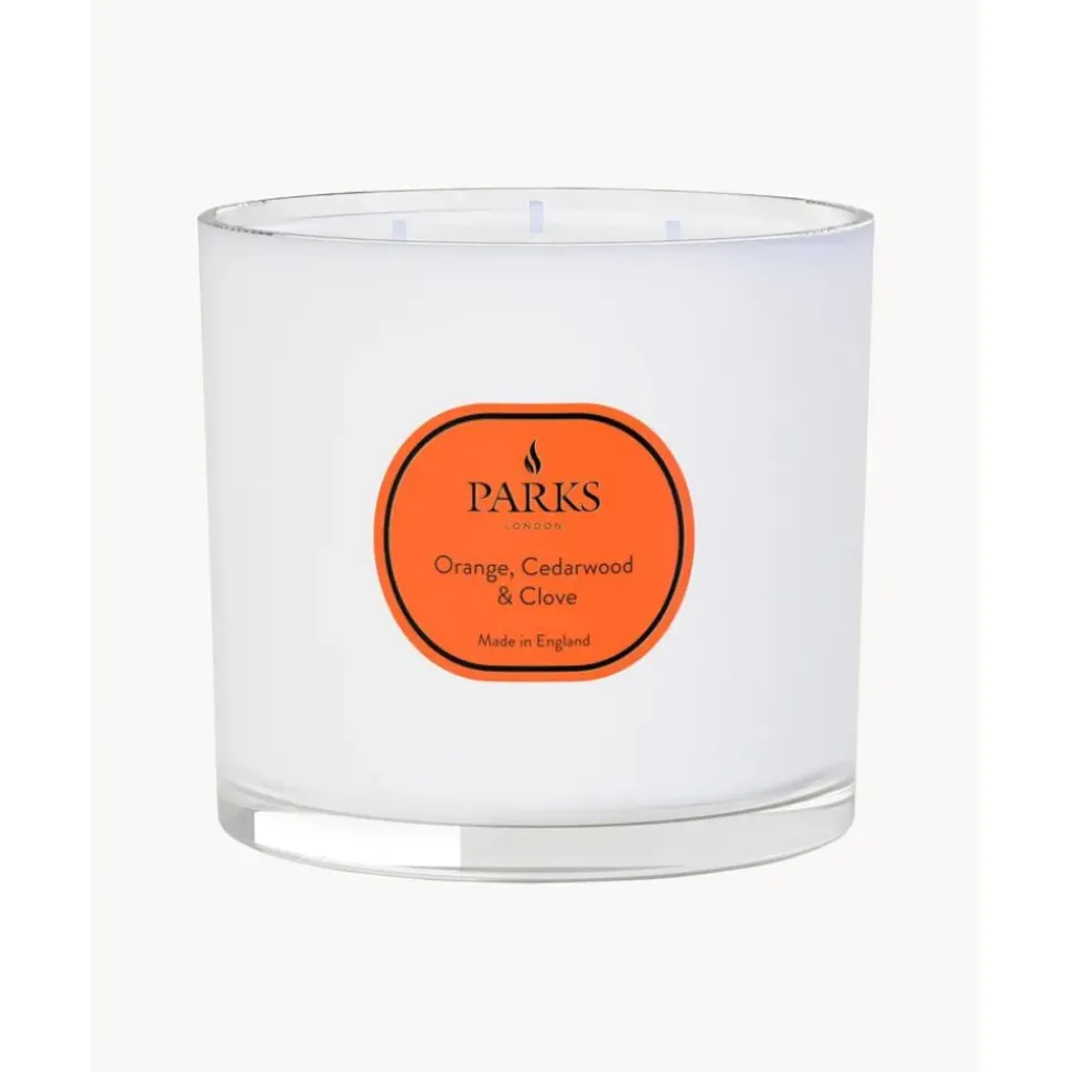 Vela Perfumada Con Tres Mechas Aromatherapy (Naranja, Cedro Y Clavo)